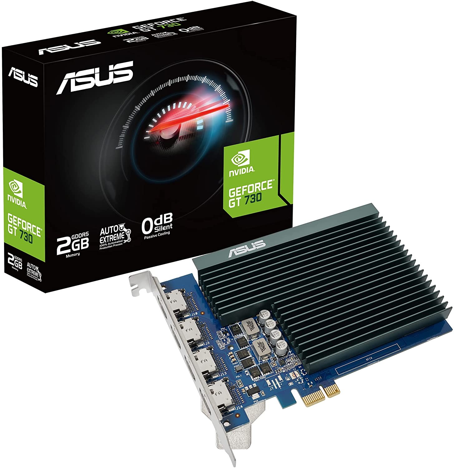 ASUS GT730-4H-SL-2GD5 Geforce GT 730 2GB GDRR5 with 4 X HDMI Ports and Single Slot for Silent Multi-Monitor Productivity