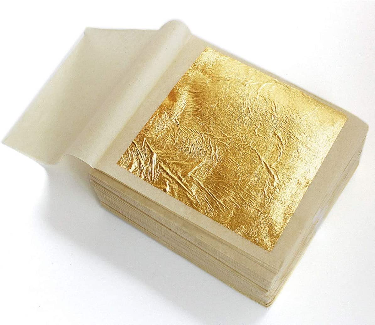 Pure 24K Gold Leaf Sheet Book Food Grade Edible Decorating Art Craft 4.3*4.3Cm (20Pcs)