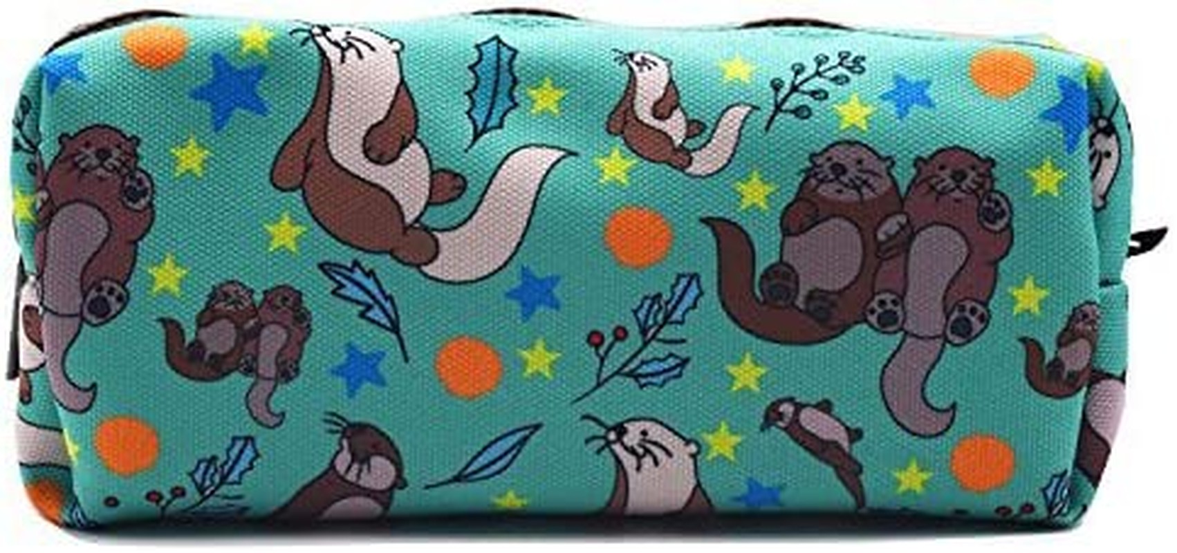 Otters Pencil Case Canvas Pen Bag Pouch Cute Stationary Case Makeup Cosmetic Bag Gadget Box