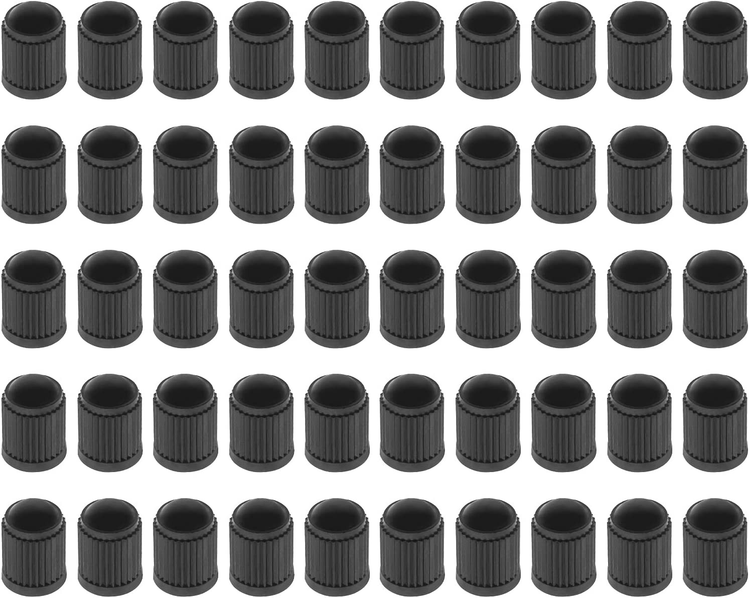 50Pcs Tyre Valve Caps with Red O-Ring Seal Gasket for Cars SUV Bike Bicycle Trucks Motorbike Black Plastic Replacement Parts Automotive Accessories