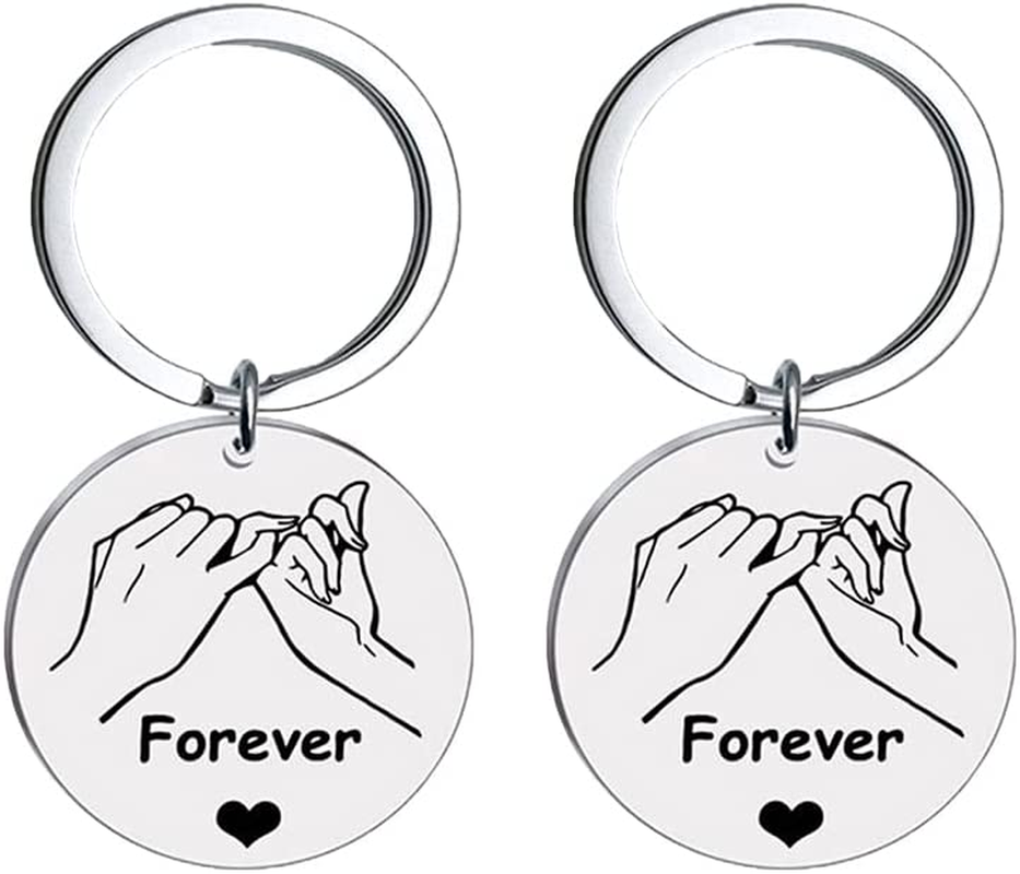 2 Pcs Pinky Promise Keychain Gifts for Couples Best Friends Forever Gifts Key Chain for Boyfriend Girlfriend Anniversary Christmas Gifts for Wife Husband