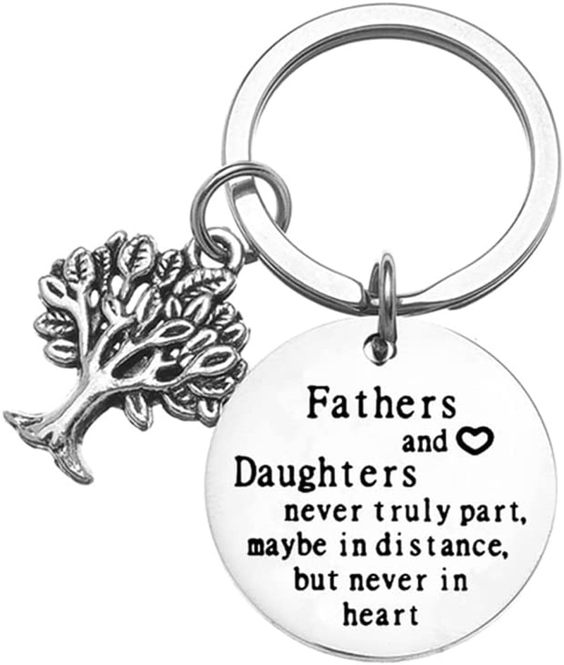 Gifts for Father Dad Keychain from Daughter Father’S Day Birthday Gifts for Daddy Fathers and Daughters Never Truly Part Keyring for Daughter Daddy Christmas Gift Key Chain