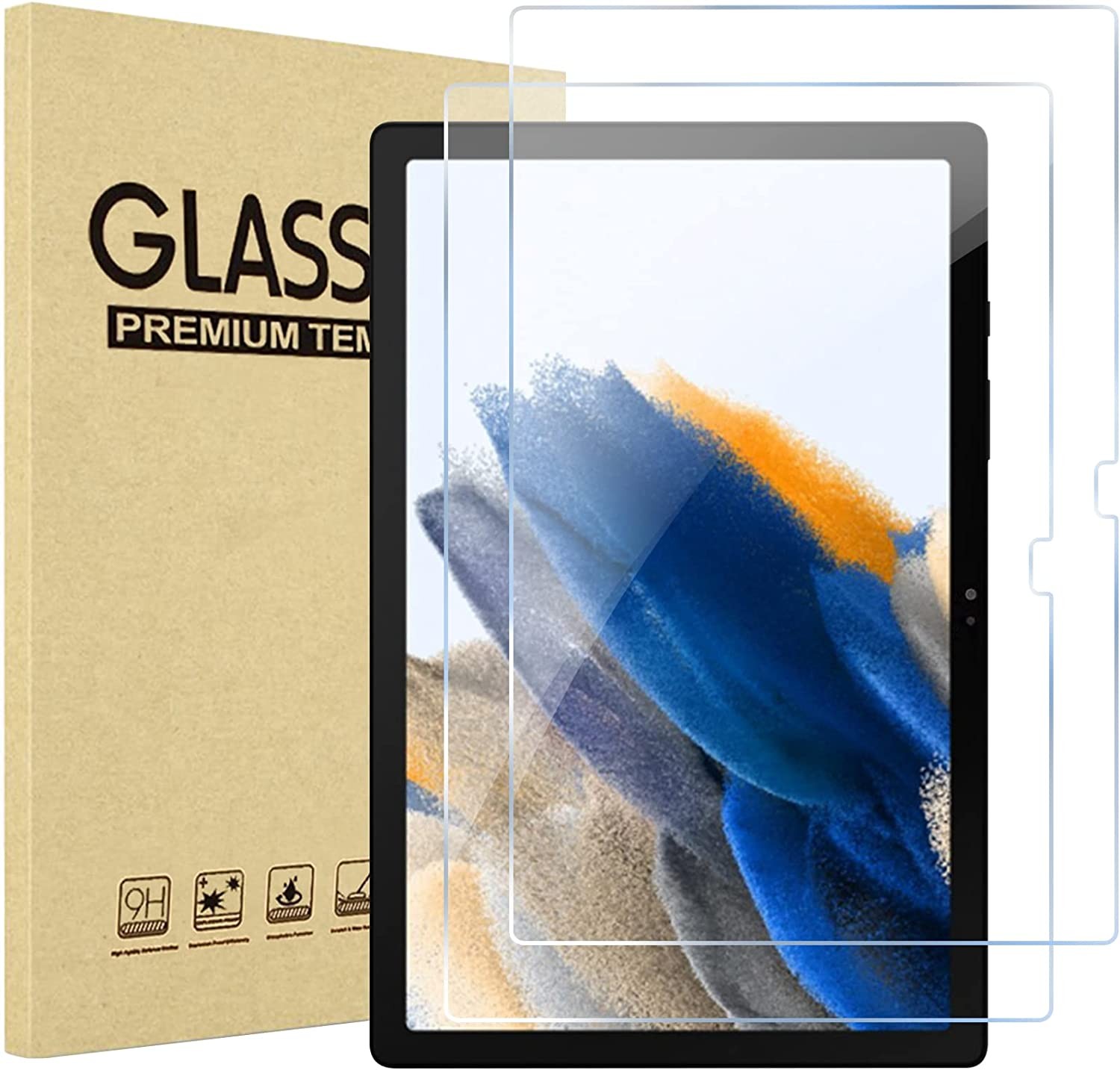 [2 Pack] Procase Galaxy Tab A8 Screen Protector 10.5 Inch 2022, Tempered Glass Screen Film Guard for 10.5″ Samsung Galaxy Tab A8 2022 Release SM-X200 SM-X205 SM-X207