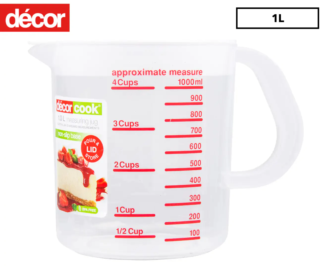 Décor 1L Cook Measuring Jug – Clear/White