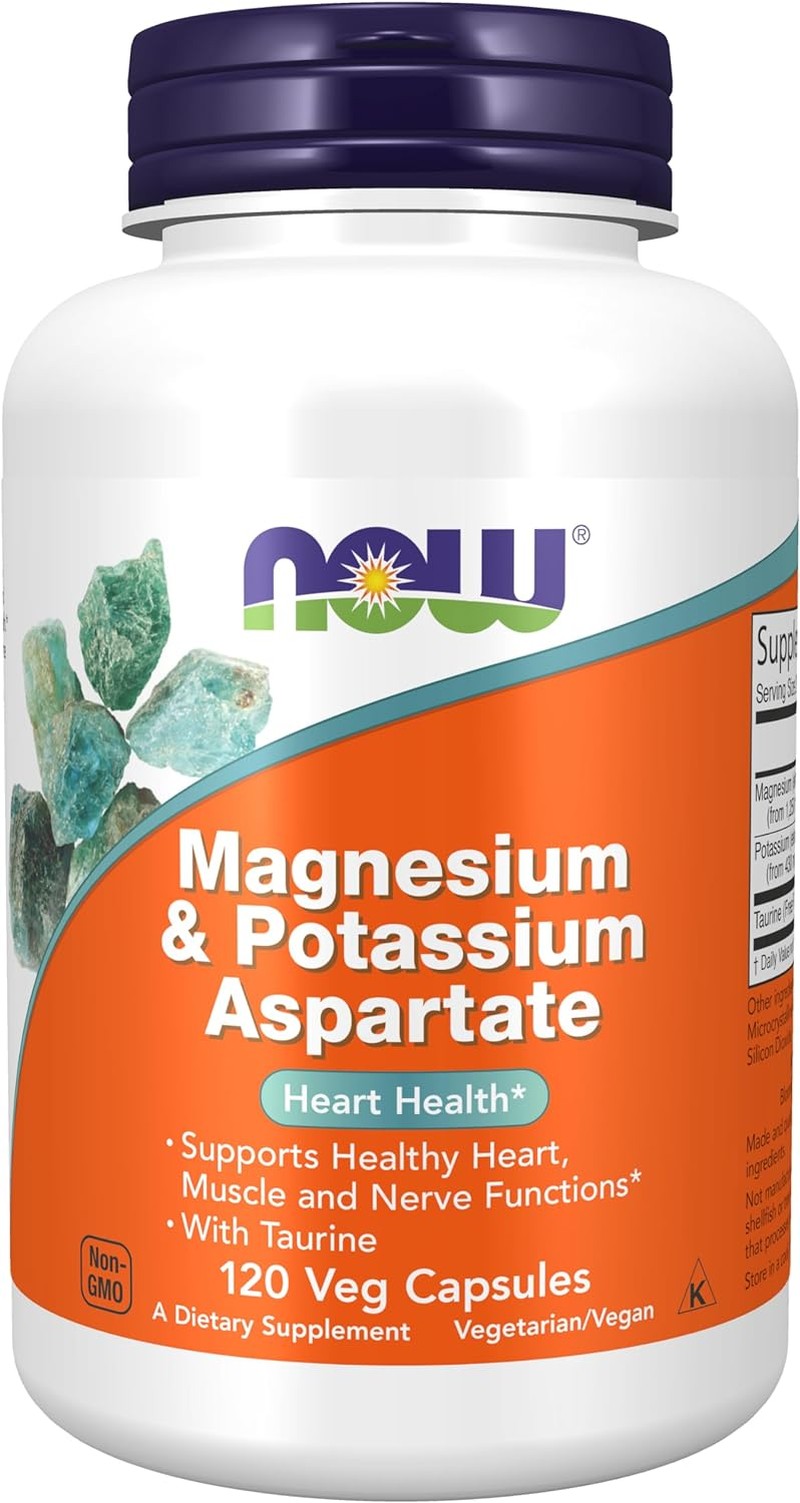 NOW Magnesium & Potassium Aspartate with Taurine,120 Capsules