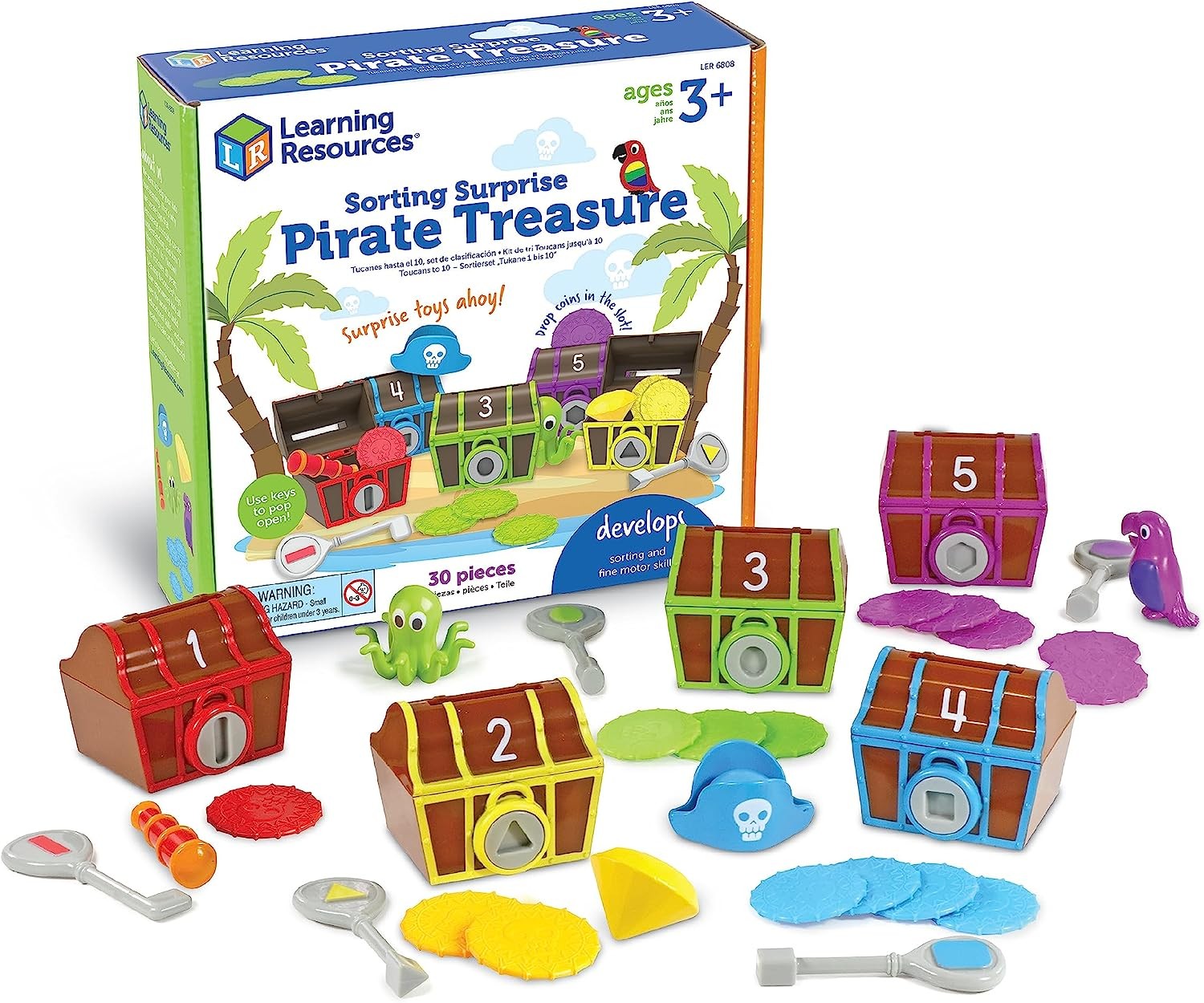 Learning Resources Sorting Surprise Pirate Treasure, Sorting & Matching Skills Toy, Ages 3+, Multi