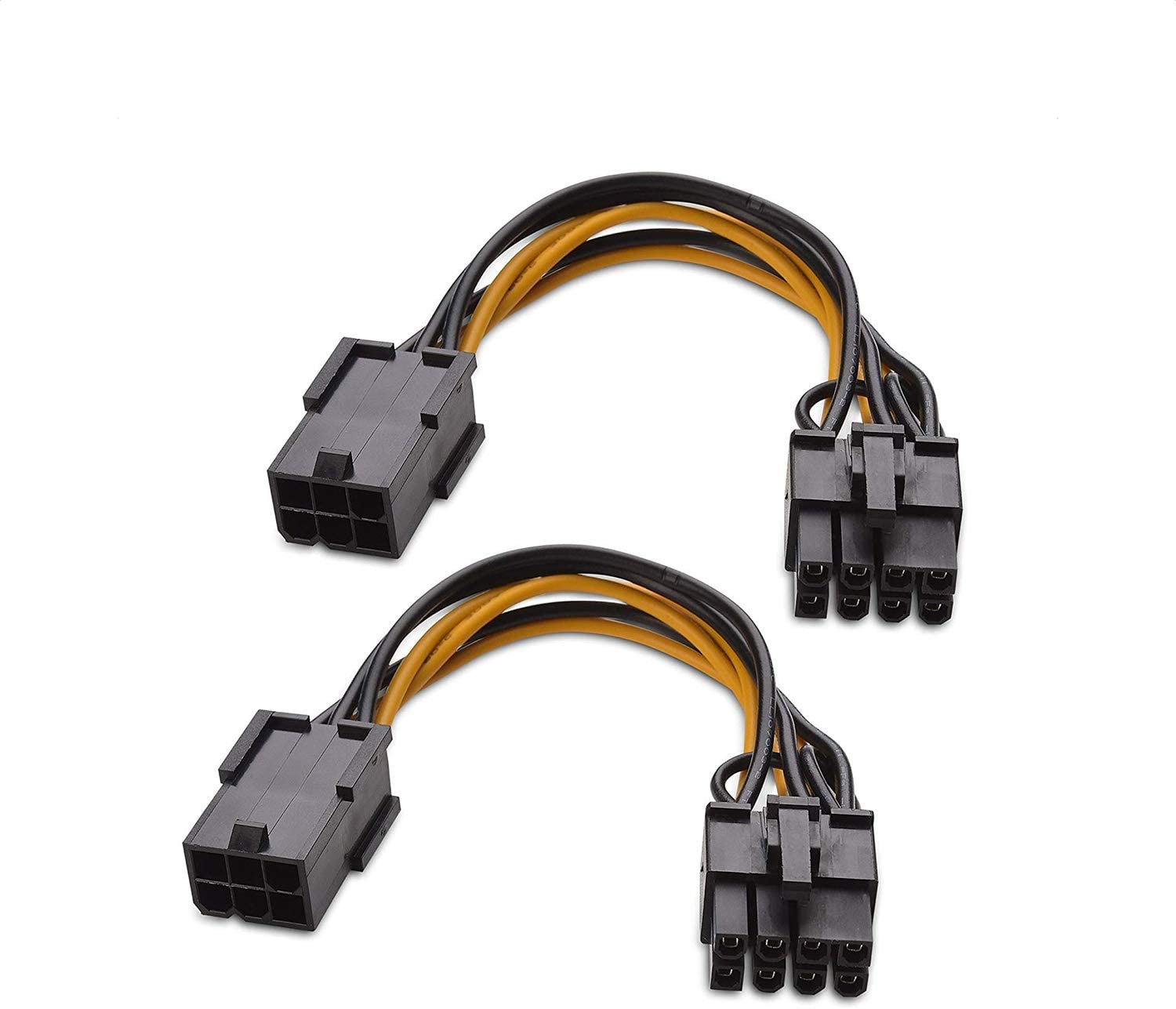 Cable Matters 2-Pack 6 Pin to 8 Pin Pcie Adapter Power Cable – 4 Inches