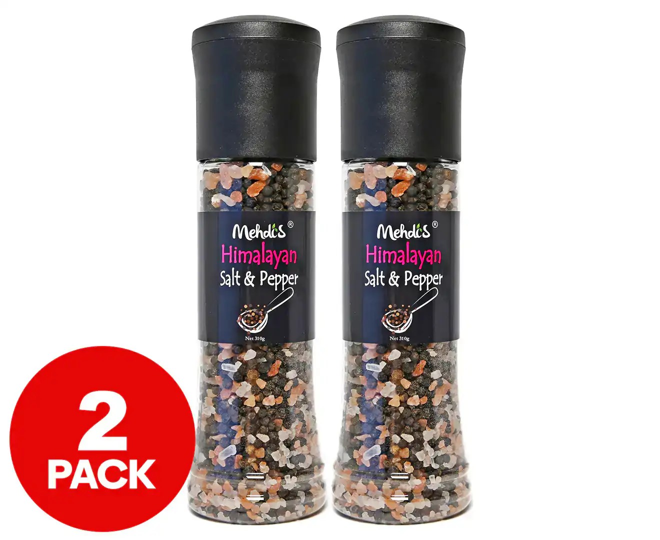 2 X Mehdi’S Himalayan Salt & Pepper Grinder 310G