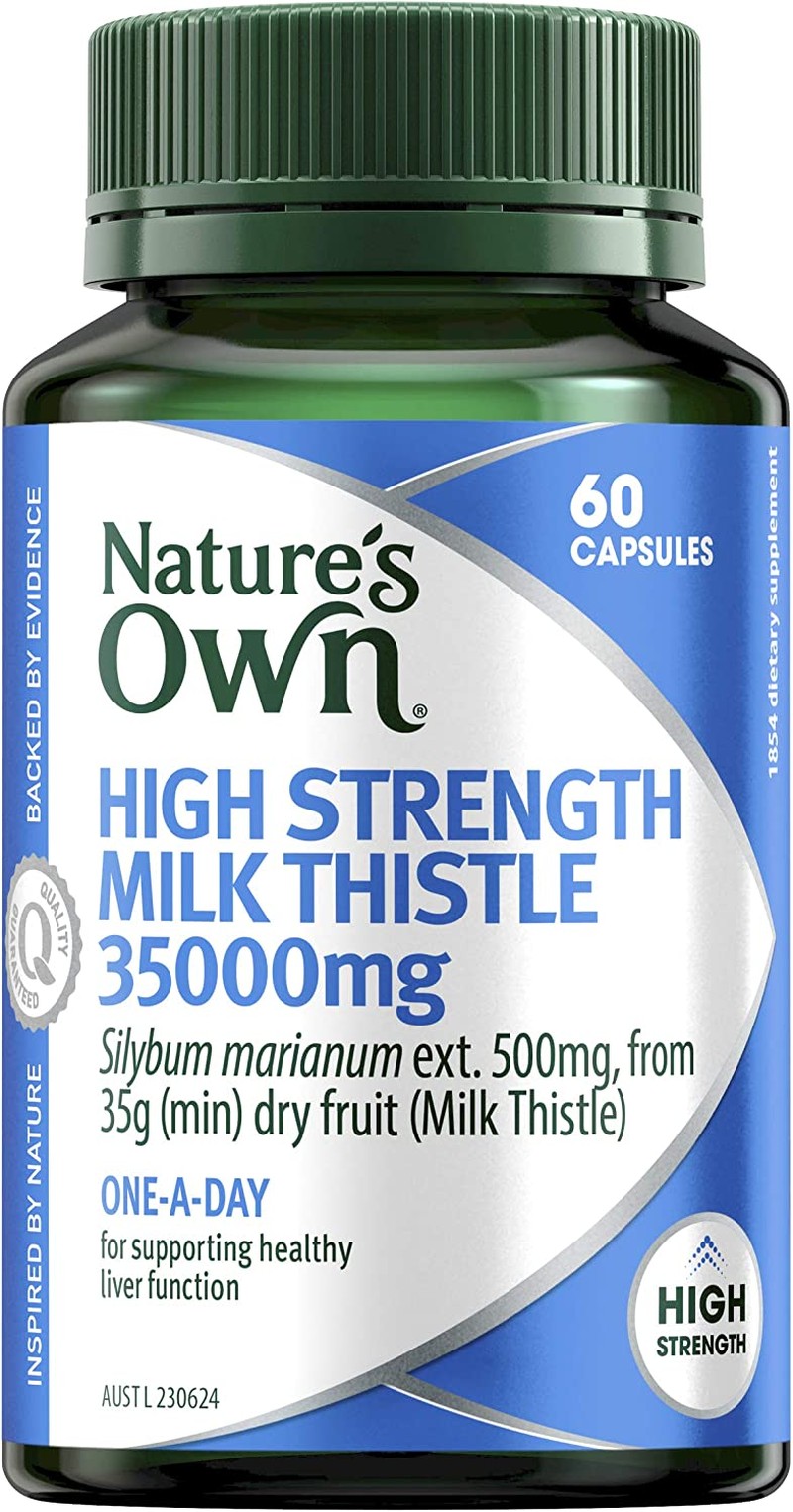 Nature’S Own High Strength Milk Thistle Equivalent to 35000Mg – Supports Healthy Liver Function in Western Herbal Medicine, 60 Capsules