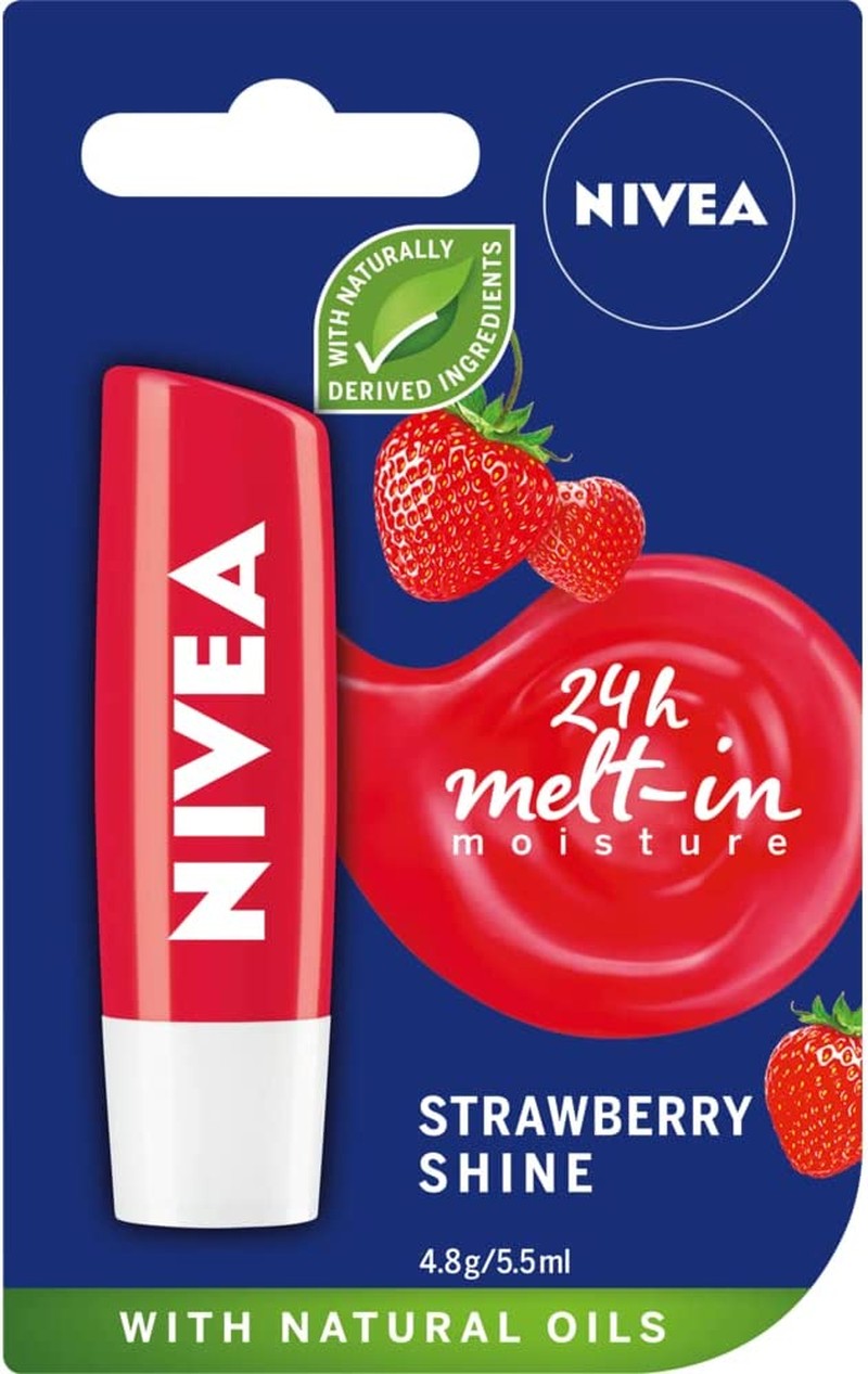 NIVEA Fruity Shine Strawberry Lip Balm, 4.8 Grams