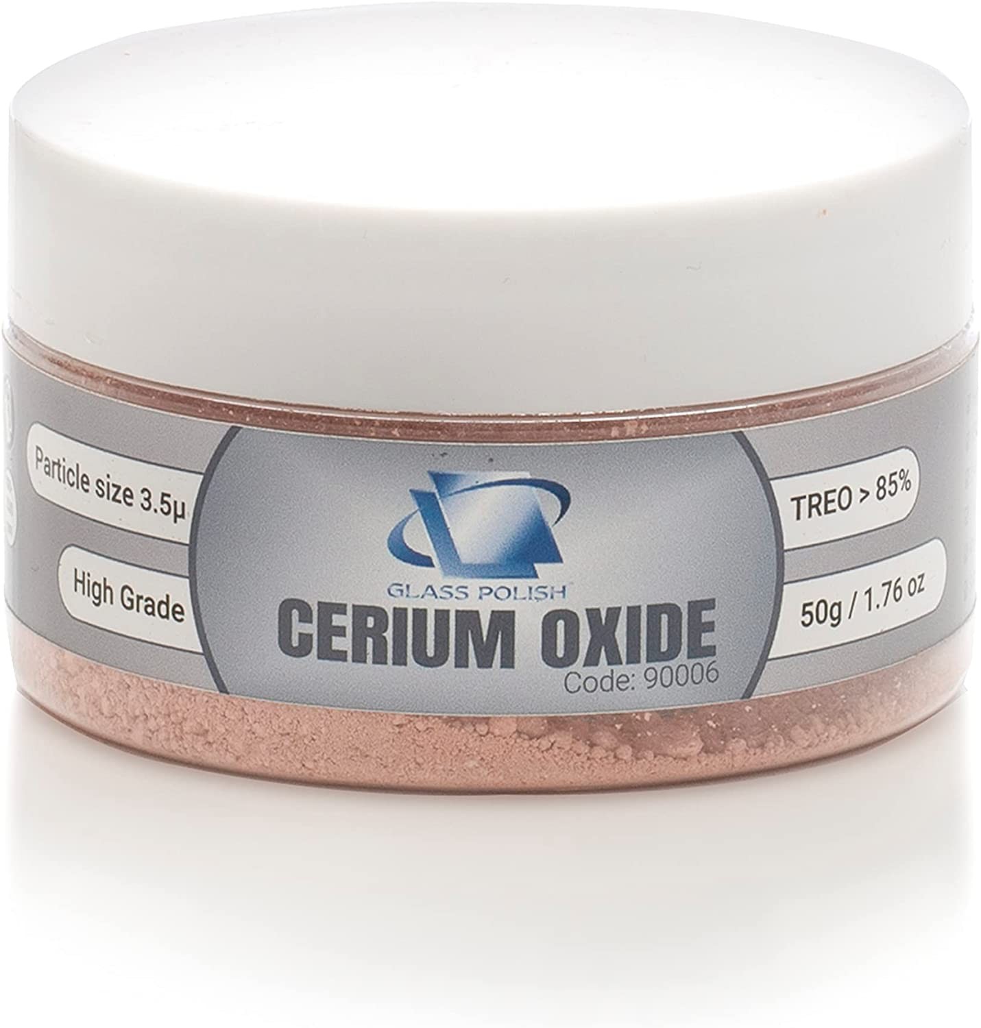 Glass Polish 90006 Cerium Oxide High Grade Glass Polishing Powder – TREO 85% – 3.5 Microns – 50 Grams