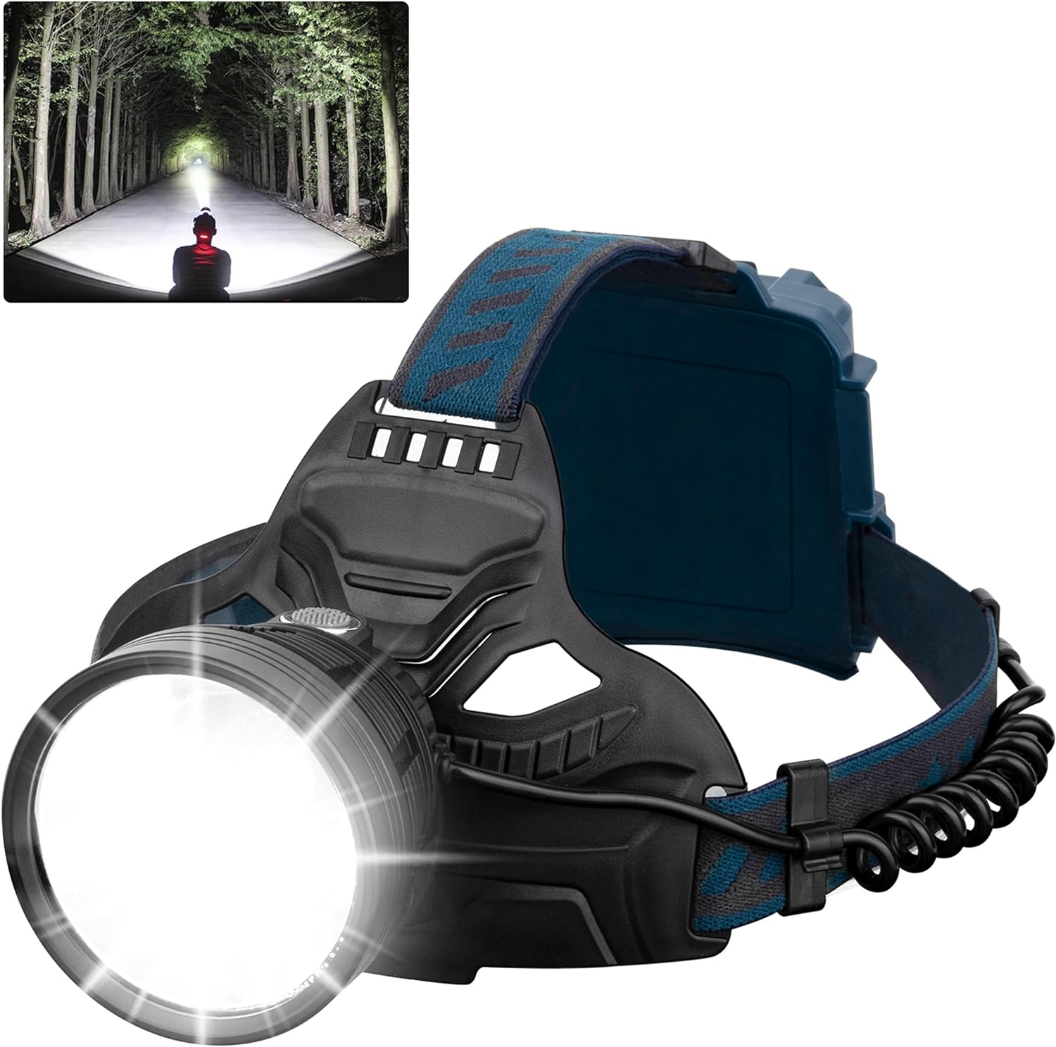 LED Rechargeable Headlamps for Adults, 90000 Lumen Super Bright Headlamp Flashlight 90°Adjustable 4 Modes IPX5 Waterproof USB Rechargeable Head Lamp for Camping Running Hunting Cycling Climbing Hiking