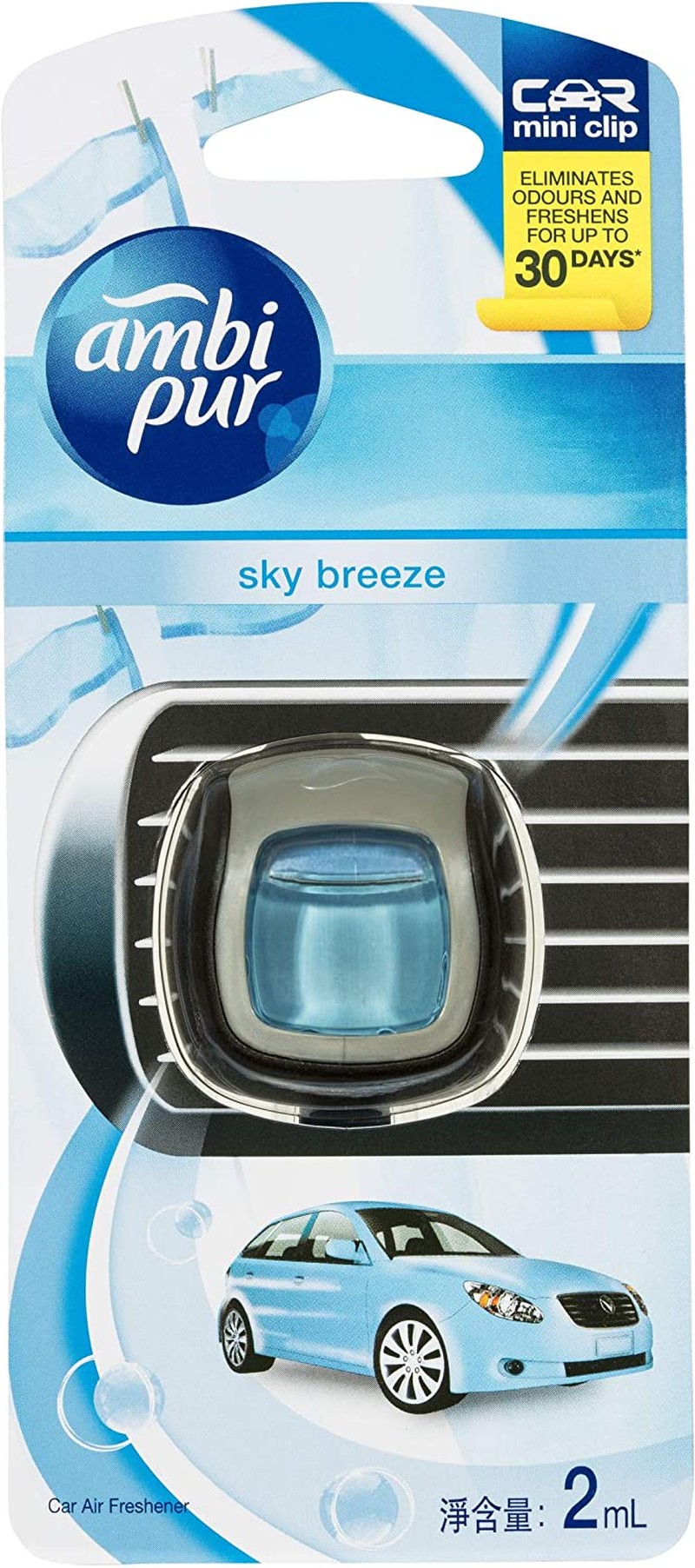 Ambi Pur Car Mini Clip Car Air Freshener Sky Breeze 2Ml