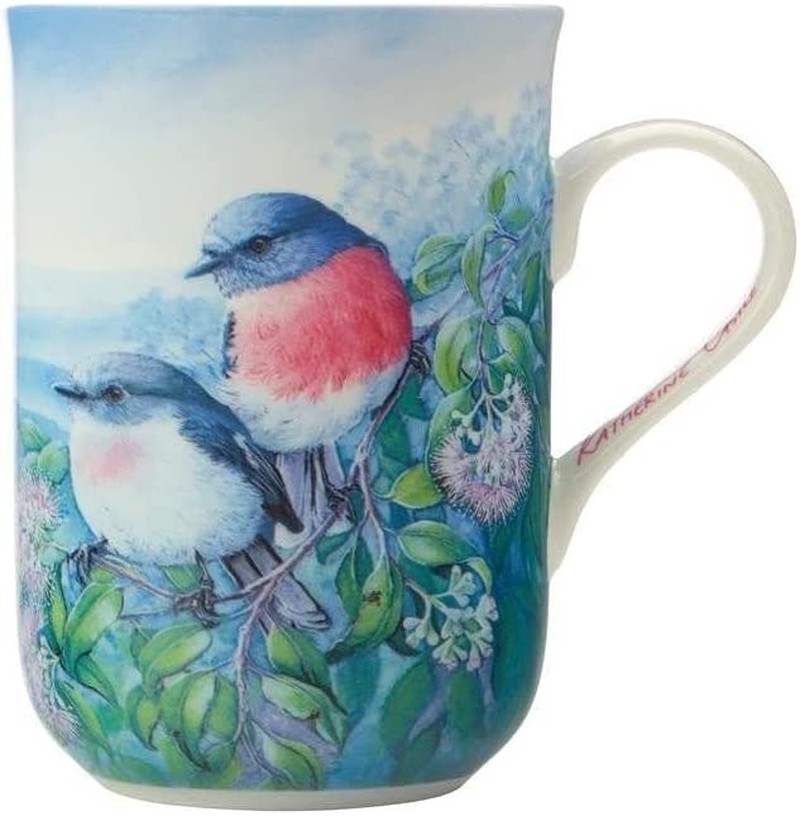 Maxwell & Williams Birds of Australia KC 10Yr Anniversary Mug 300ML Rose Robin Gift Boxed