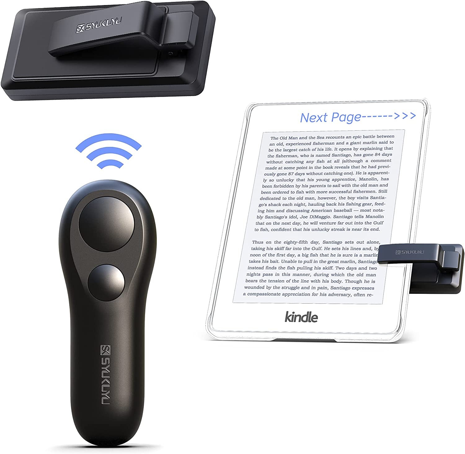 SYUKUYU RF Remote Control Page Turner for Kindle Reading Ipad Surface Comics, Iphone Android Tablets Reading Novels Taking Photos