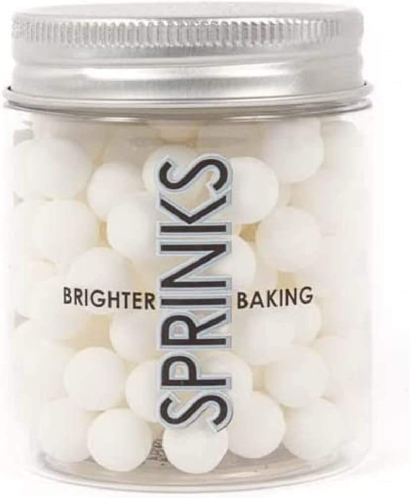 Sprinks Cachous Pearl Beads Sprinkles 85 G, 8 Mm Size, Matte White