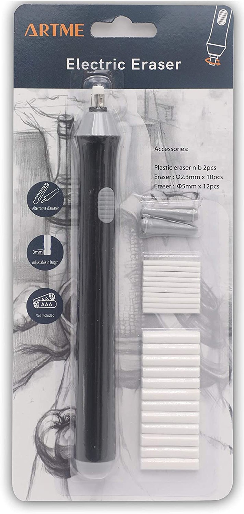 Artme Electric Eraser/Automatic Rubber – 22Pcs Refills Included (2.3Mm and 5Mm) – Sketch, Architects, Engineers & Students