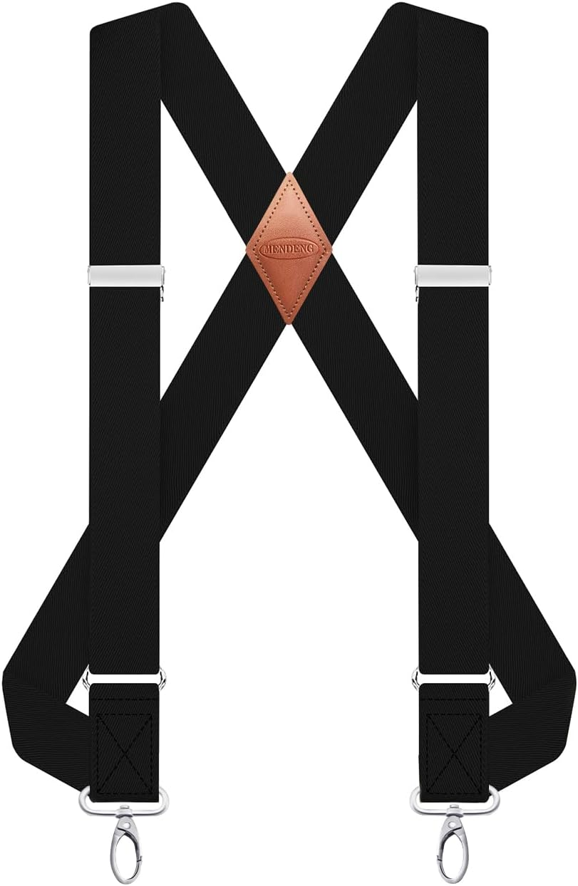 MENDENG Suspenders for Men Vintage Bronze Snap Hooks Adjustable