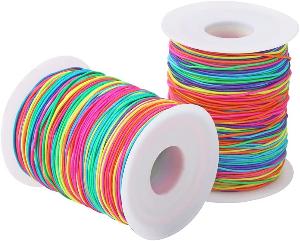 2 Roll 1Mm 100 Meters Rainbow Elastic Cord, Colorful Elastic Bracelet String,  Stretchy Beading Thread Cord Bracelet String for DIY Jewelry Necklace, Jewelry  Making and Crafts (Colors)