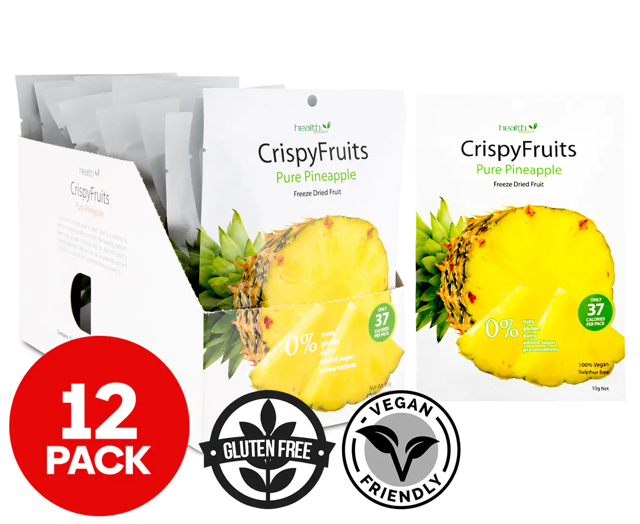 12 X Crispyfruits Freeze Dried Pure Pineapple 10G