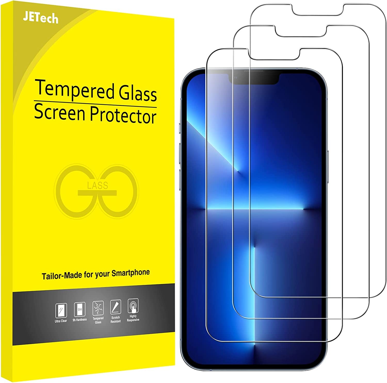 Jetech Screen Protector for Iphone 13 Pro Max 6.7-Inch, Tempered Glass Film, 3-Pack