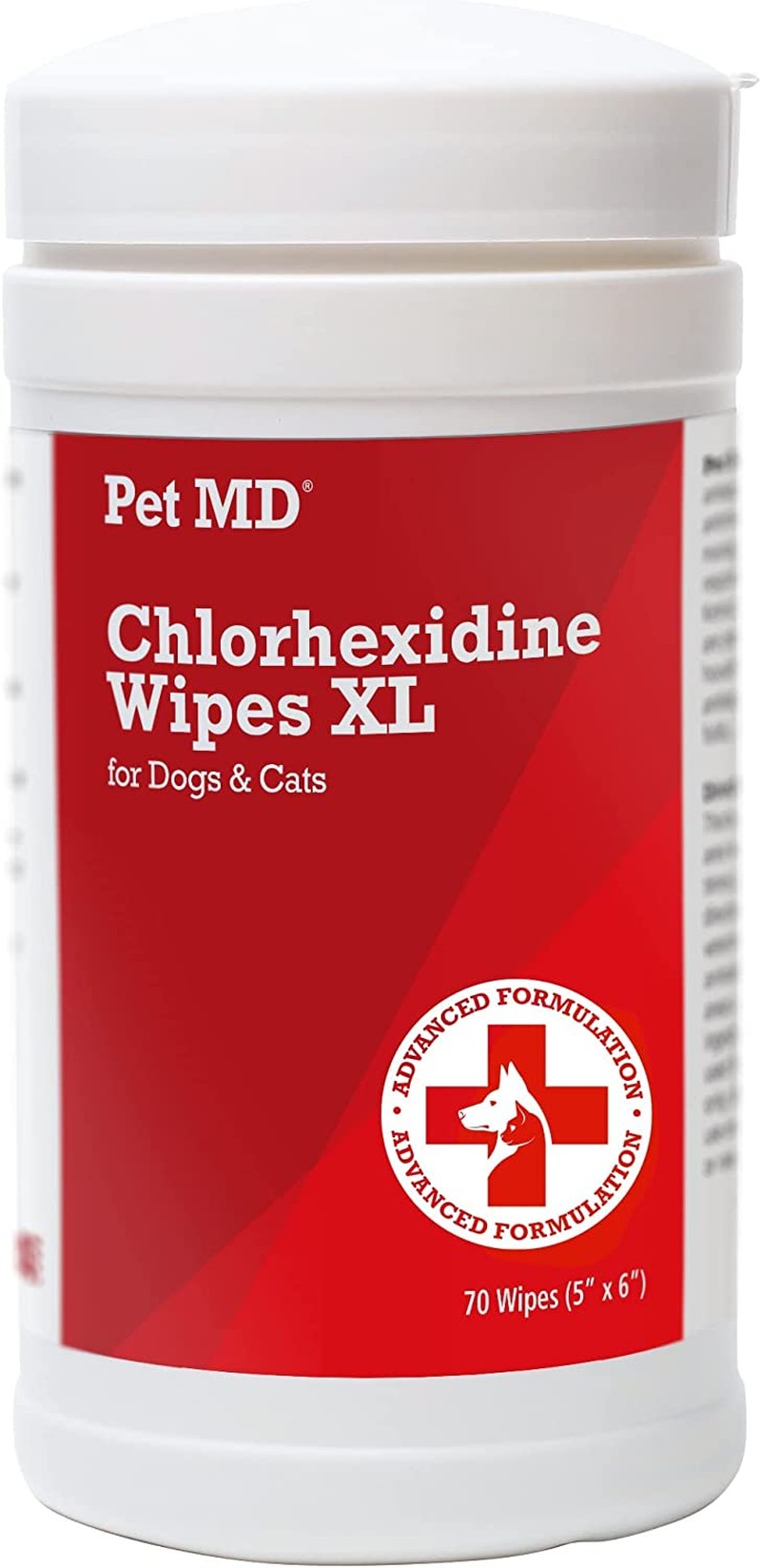 Pet MD Chlorhexidine Wipes XL with Aloe for Dogs and Cats – Antiseptic and Antifungal Wipes for Skin Infections Hotspots Acne Ringworm and More – 70 XL Wipes