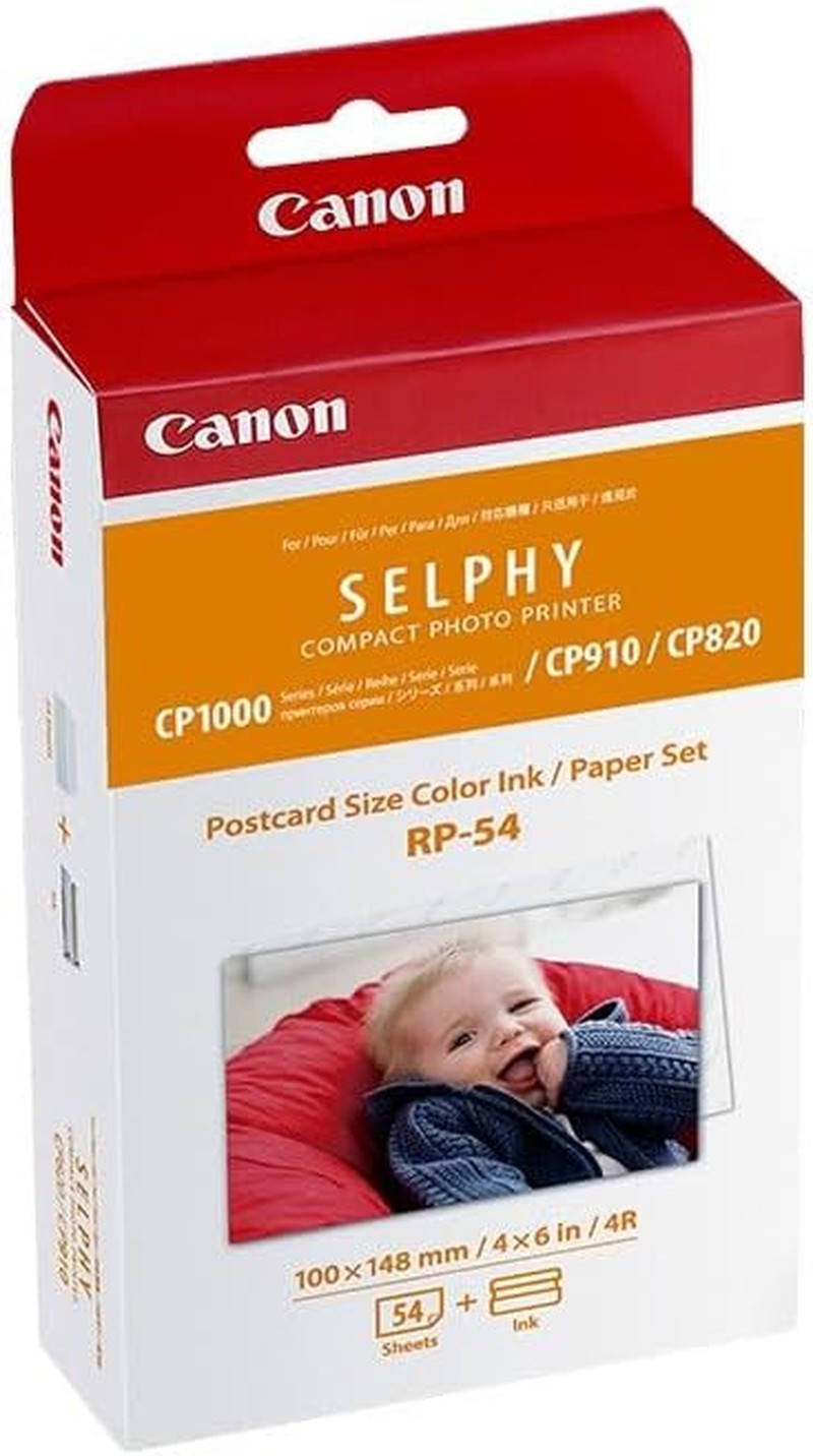 Canon RP54 Ink and Paper Pack, Postcard Size 6X4In (148X100Mm) Compatible with Selphy CP1500/CP910/CP820/CP1000/CP1200/CP1300