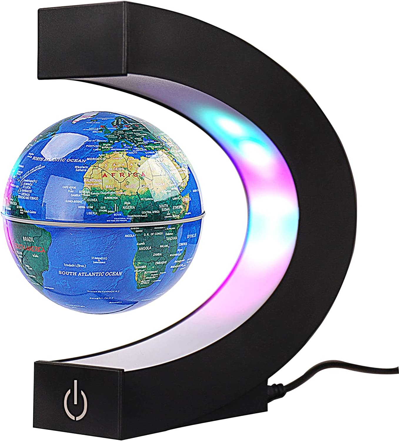 Magnetic Levitation Floating Globe with Touch Switches LED Light, Floating Worlds Map, Desk Trinkets, Fixed Float Balls, Cool Tech Gifts for Men/Fathers/Husbands/Kids/Bosses, Great Gift Ideas