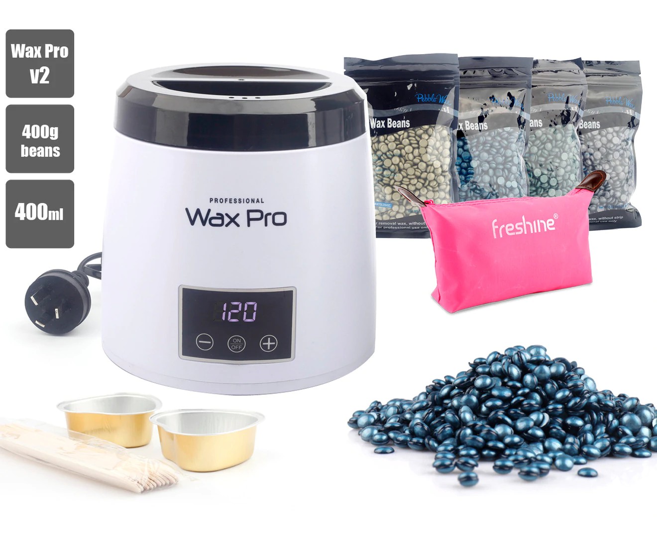 400Ml Pro Digital Wax Pot Heater 400G Wax Beads Waxing Warmer Kit (Sydney Stock) Hard Wax Beads Beans Paperless Depilatory Hair Removal