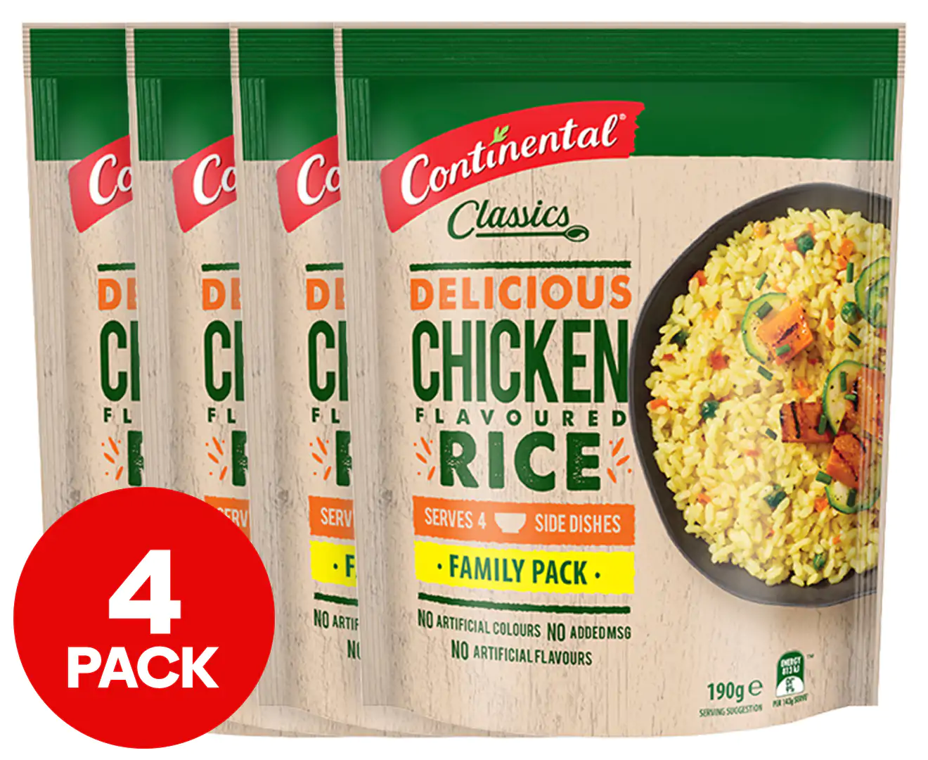 4 X Continental Classics Rice Chicken Family Pack 190G