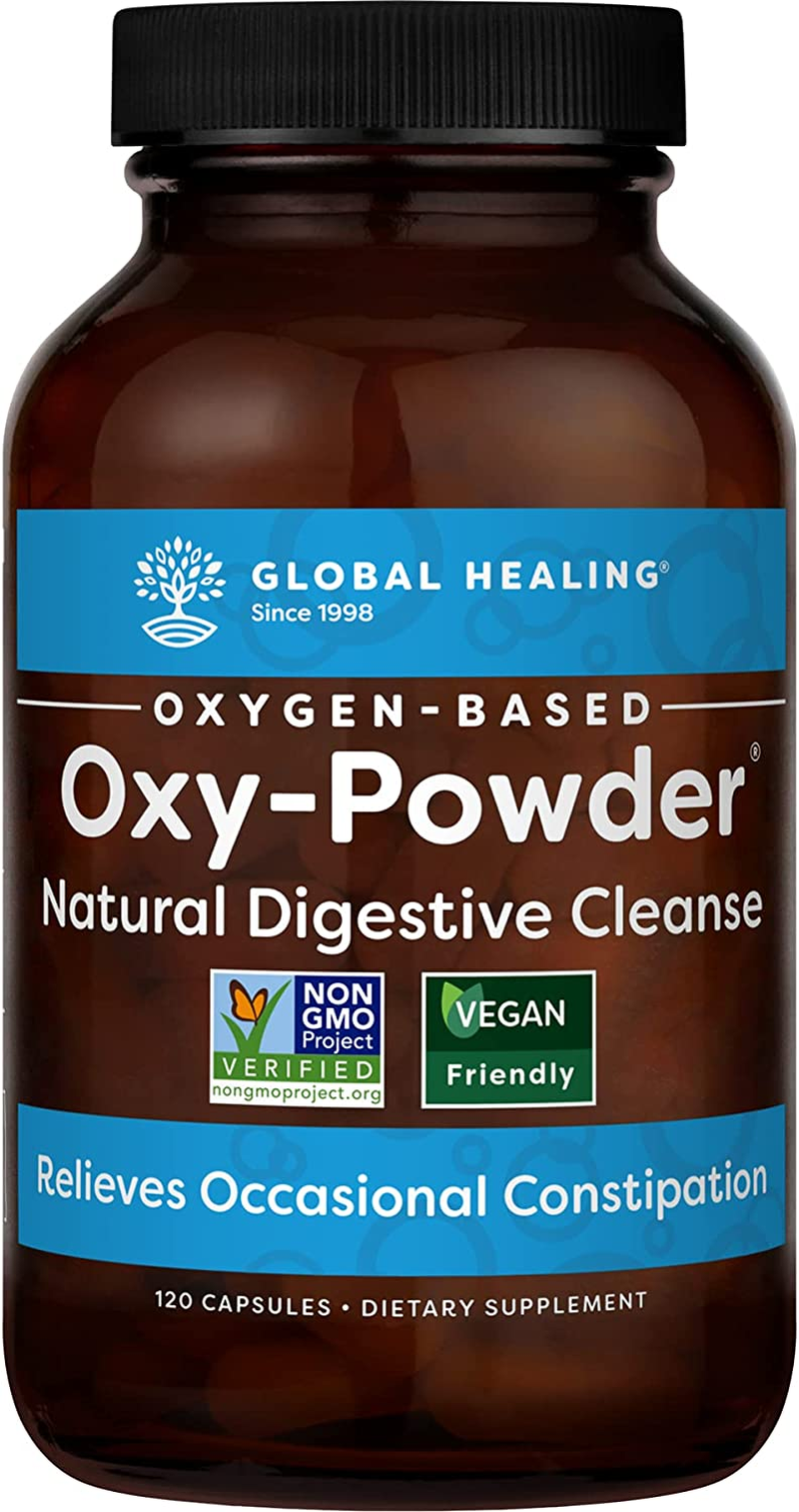 Global Healing Center Oxy-Powder Oxygen Based and Natural Colon Cleanser & Relief from Gas, Bloating & Occasional Constipation – Safe Healthy Detox of Intestinal Tract for Women & Men (120 Capsules)