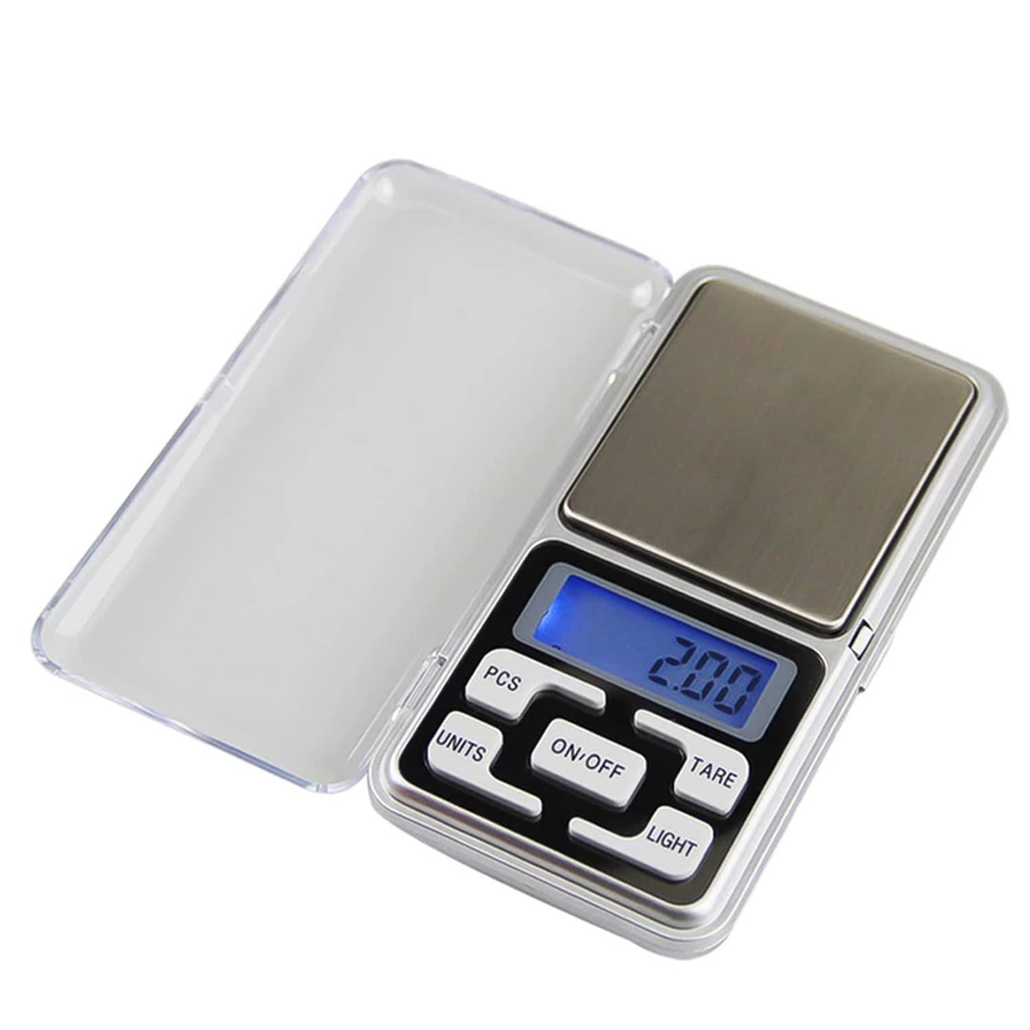 Pocket Digital Jewelry Mini Scales Milligram Scale Steelyard 0.01G 500G Precision Weight Balance Small Electronic Scale Silver (Battery Included)