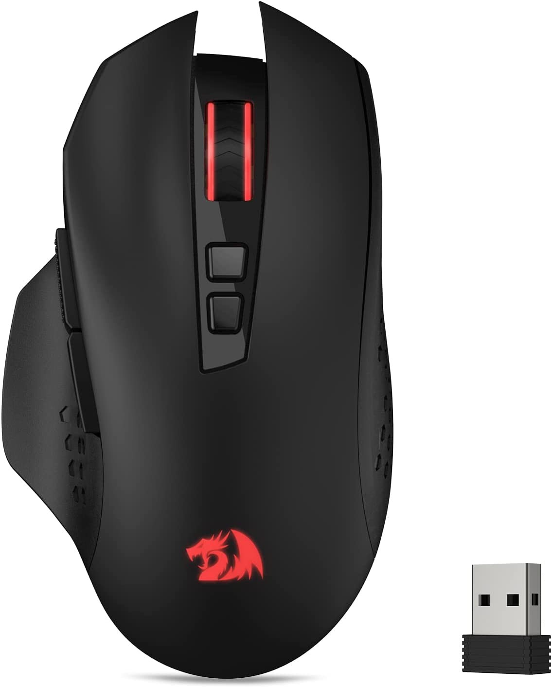 Redragon M656 Gainer Wireless Gaming Mouse, 4000 DPI 2.4Ghz Wireless Gamer Mouse W/ 5 DPI Levels, 7 Macro Buttons, Red LED Backlit & Pro Software/Drive Supported, for Pc/Mac/Laptop