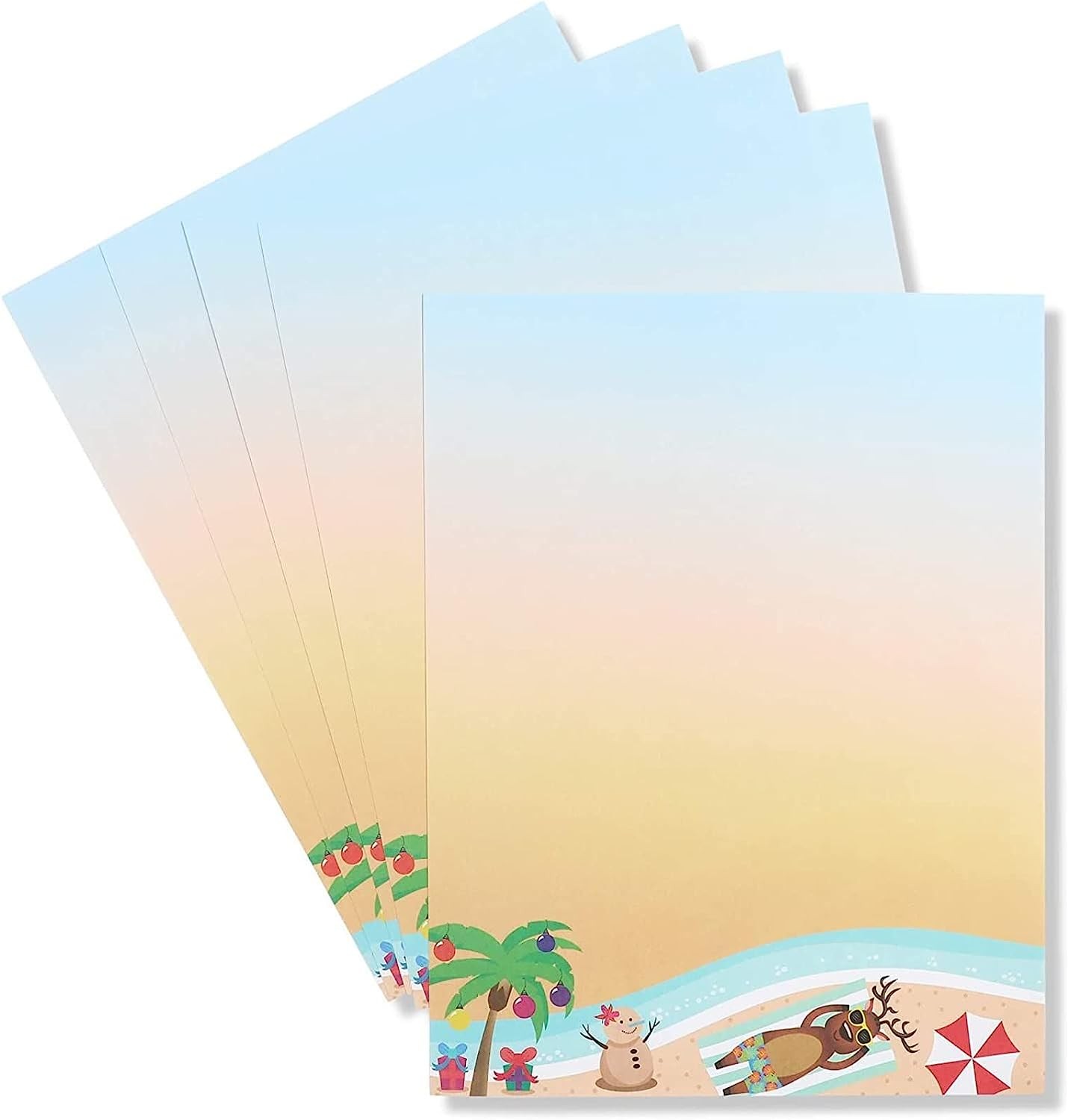 Beach Christmas Stationery Paper, Letter Size (8.5 X 11 In, 100 Sheets)