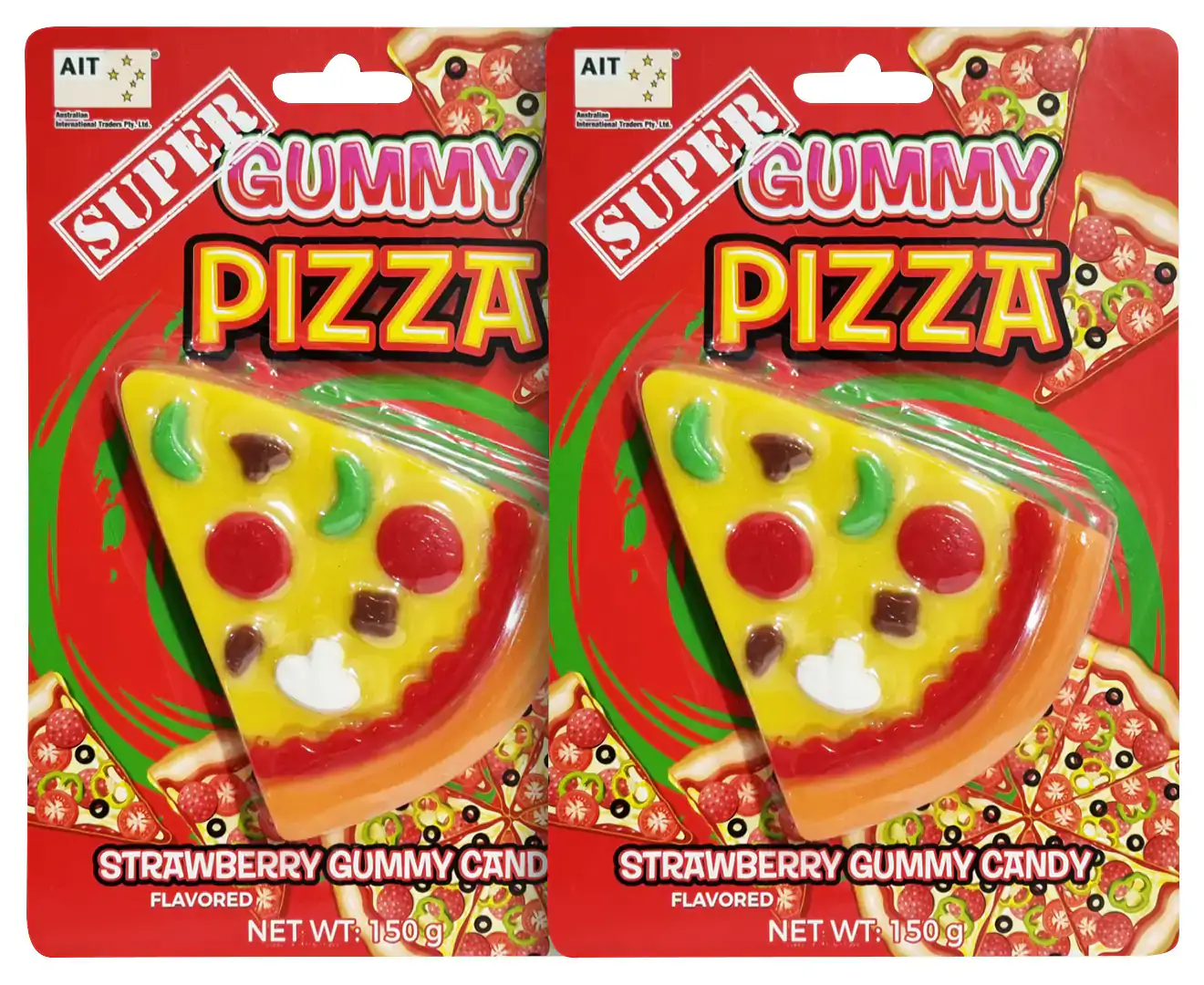 2 X Super Gummy Pizza Strawberry 150G