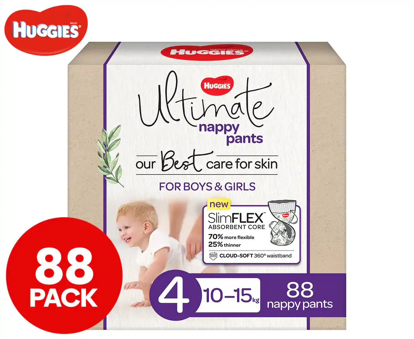 Huggies Ultimate Size 4 10-15Kg Nappy Pants 88Pk