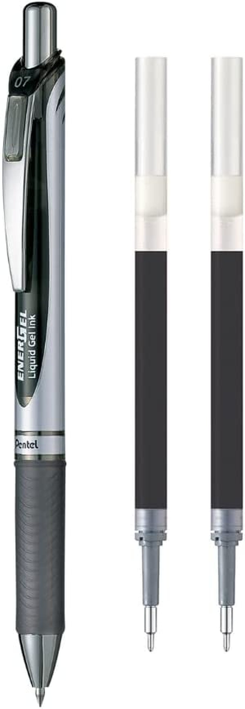 Pentel Energel Retractable Gel Pen 0.7Mm Black + 2 Refills (YBL77-A2R)