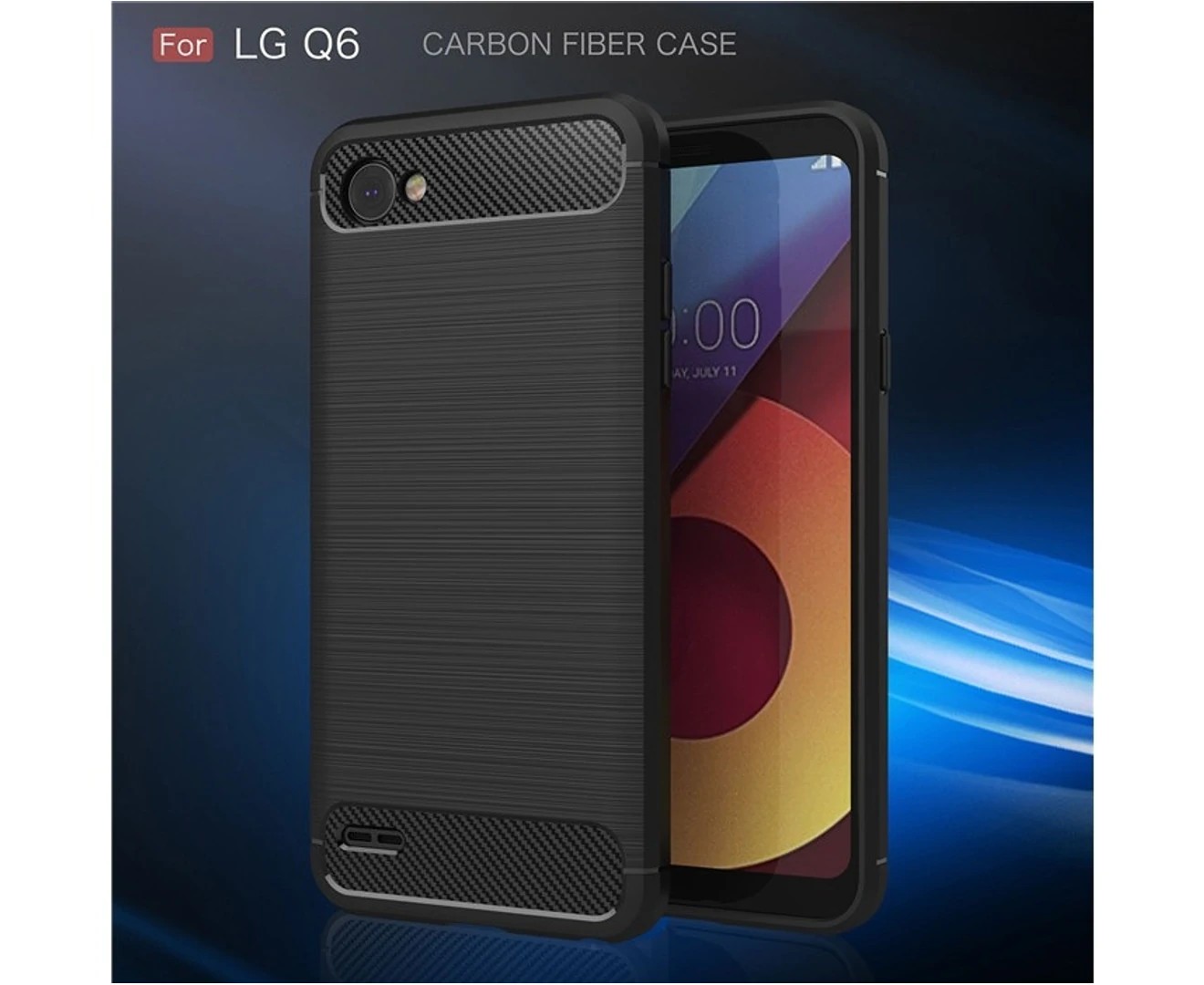 For LG Q6 Black Shockproof Protective TPU Back Cover anti Knock Case