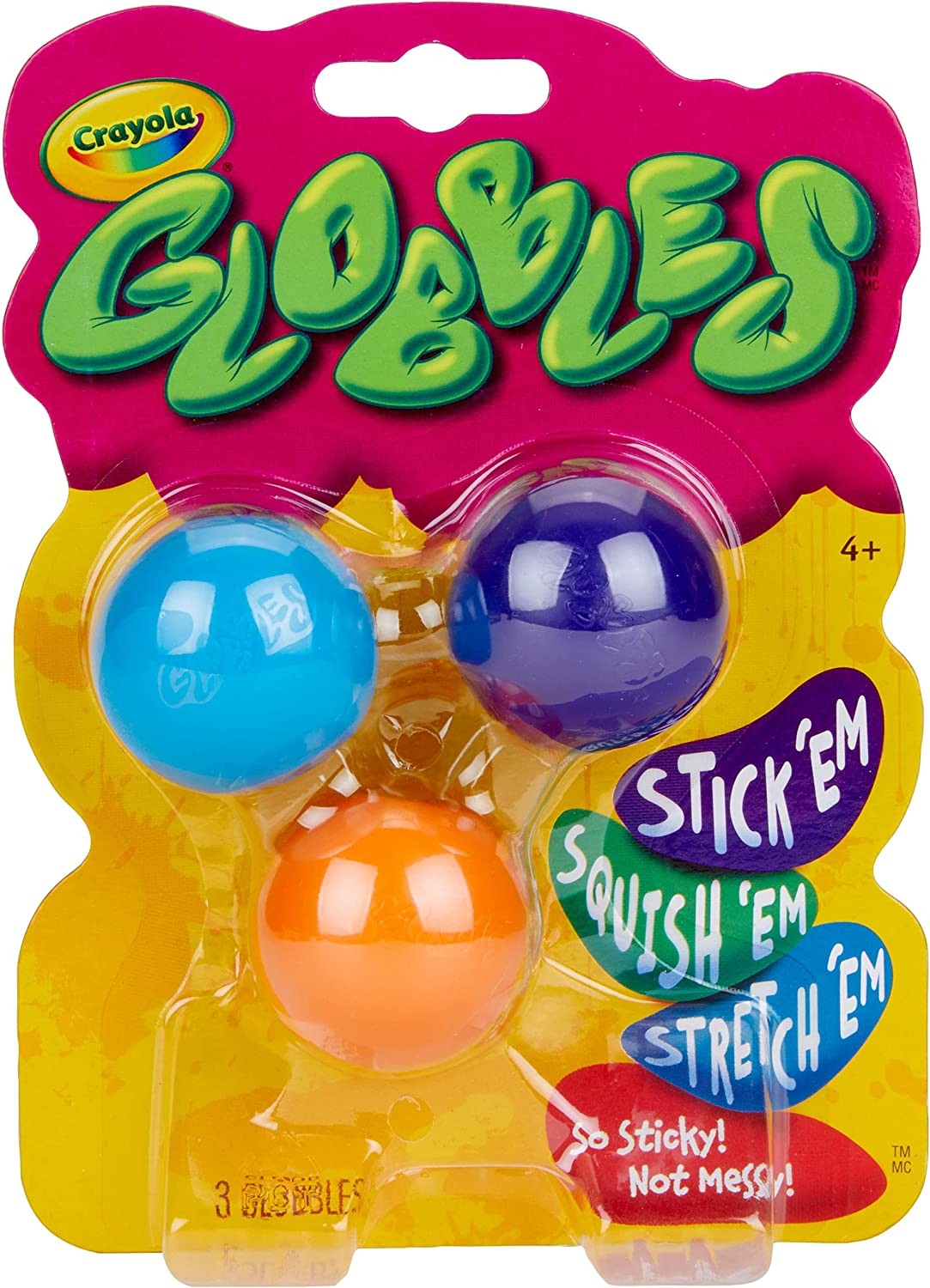 Crayola 3Ct Globbles, Fidget Toys for Kids or Stress Balls for the Office, Stretch Them, Squish Them Stack Them!