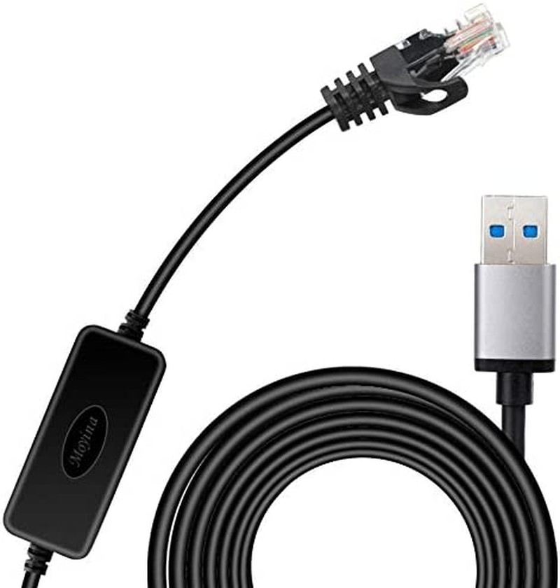 Moyina USB3.0 to RJ45 Gigabit Ethernet Network Cable for Switch, Router, Gateway, Modem with Macbook,Windows, Chromebook,Surface Pro, Linux