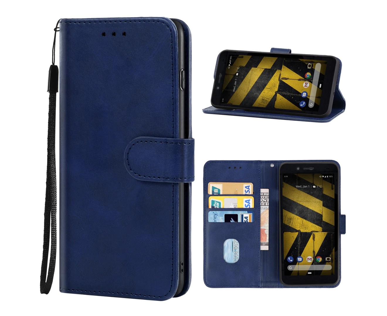 Leather Phone Case for CAT S42(Blue)