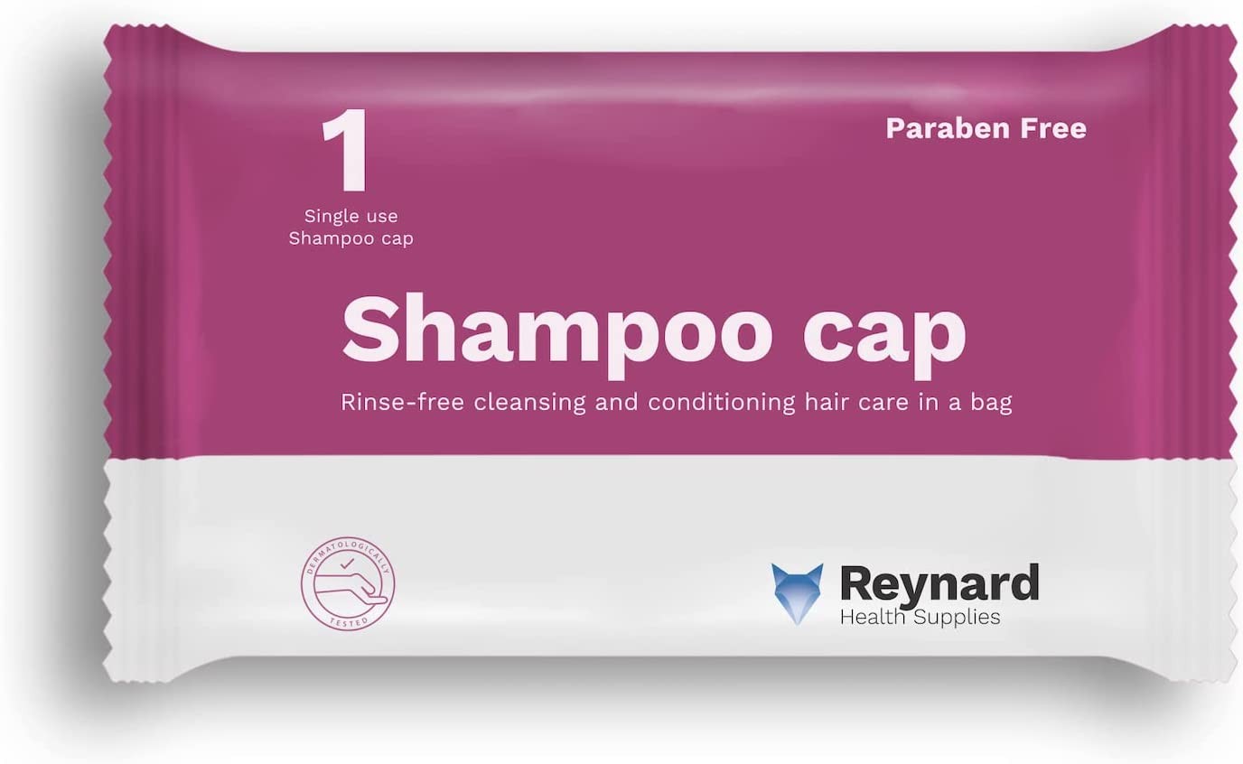 Reynard Health Supplies Rinse-Free Hair Wash Shampoo Cap, Individually Wrapped, Soft Pack, White