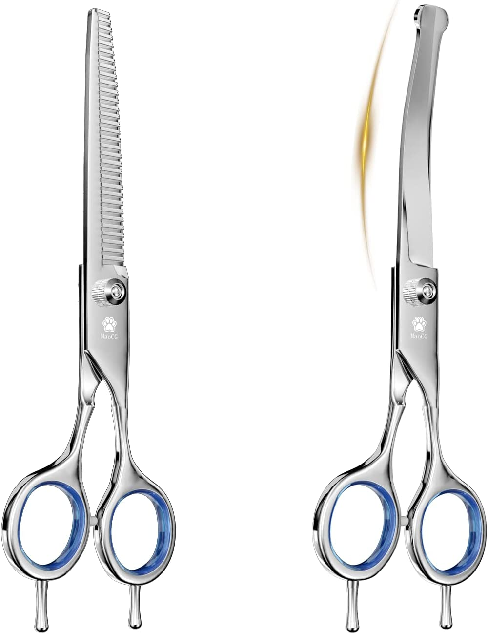 3 Pack Dog Grooming Scissors with Safety Round Tip, Perfect Steel Up-Curved Grooming Scissors Thinning Cutting Shears with Pet Grooming Comb for Dogs