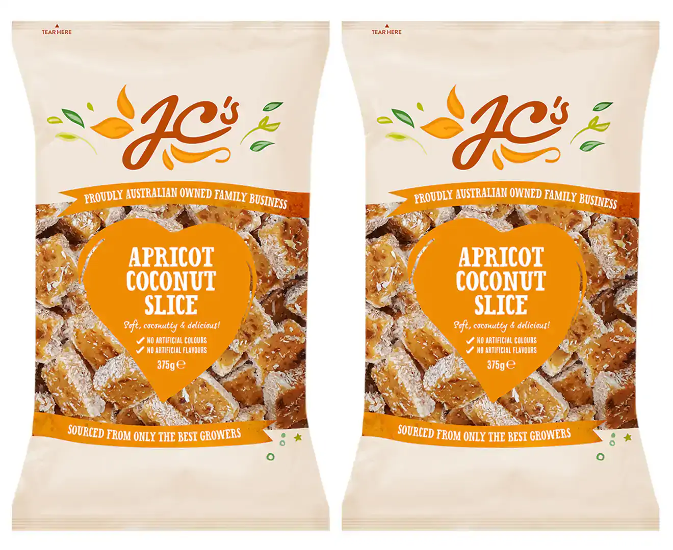 2 X J.C’S Apricot Coconut Slice 375G