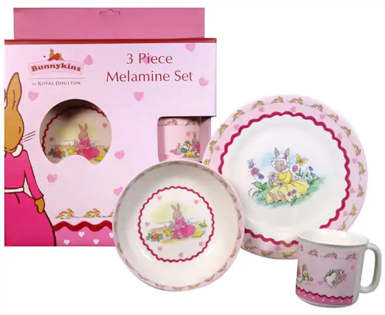 Royal Doulton Bunnykins 3 Piece Melamine Set Set – Sweethearts Design