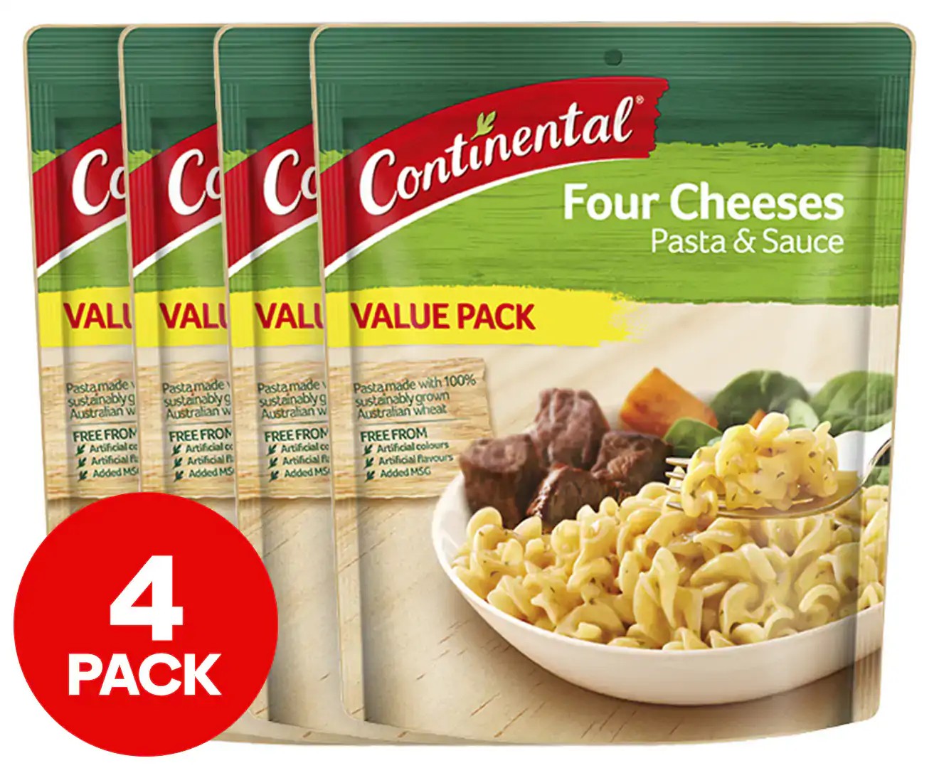 4 X Continental Pasta & Sauce Four Cheeses Value Pack 170G