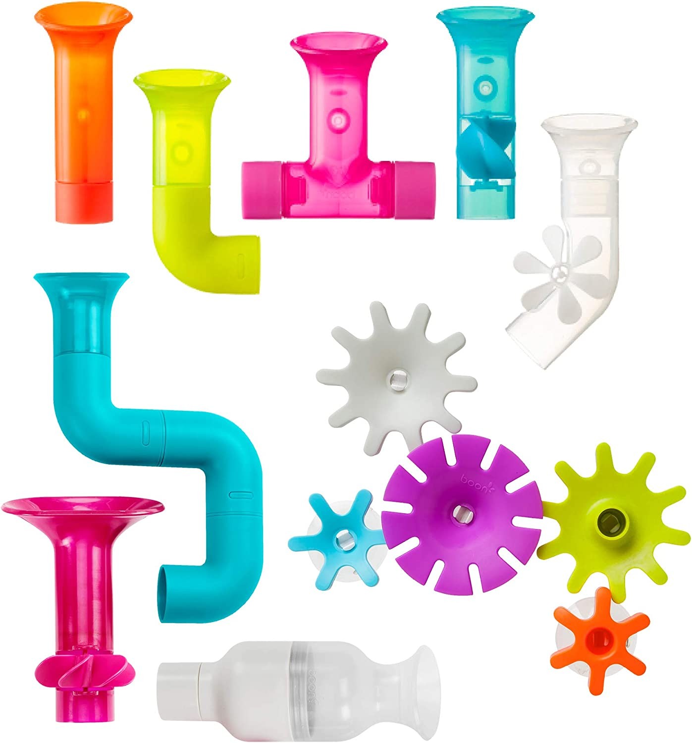 Boon Building Bath Toy Bundle – Gears, Pipes and Tubes, 13 Pieces (B11342)