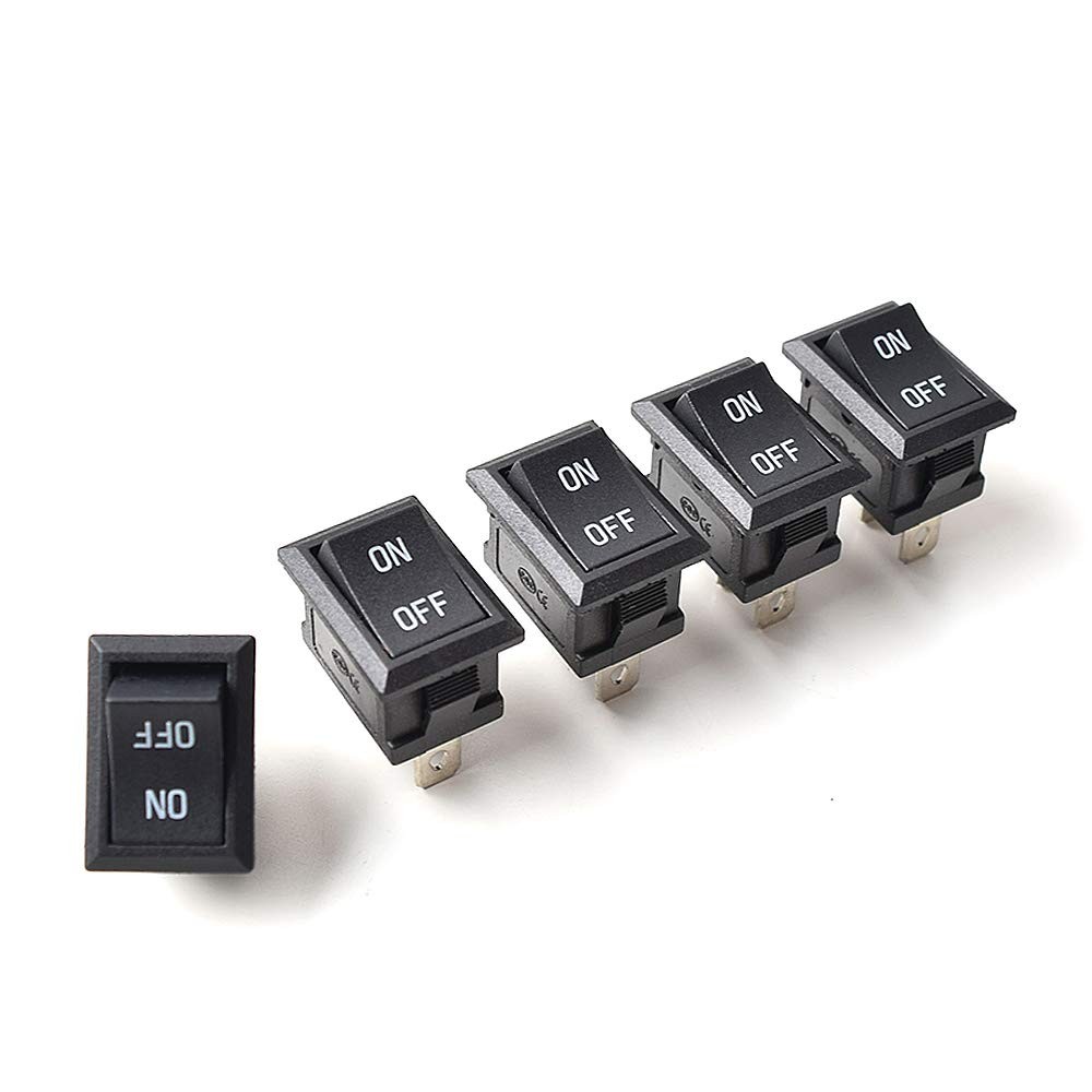 DC AC Rocker Switch 2 Pins SPST, Mini ON/OFF Toggle Switch Suitable for AC 125V-250V DC 12V 24V 36V 48V 60V for Car Motorcycle Boats Disconnect Switch Water Dispenser Coffee Pot TV Raw Cable Pack of 5