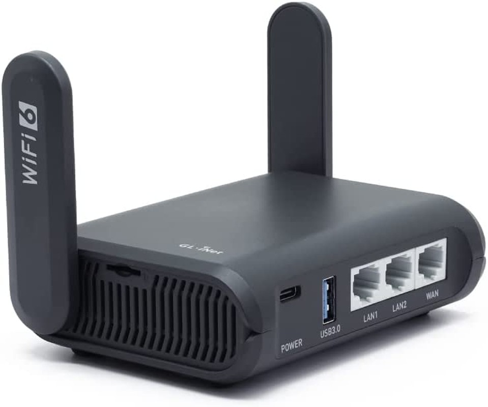 Gl.Inet GL-AXT1800 (Slate AX) Wi-Fi 6 Gigabit Travel Router, Extender/Repeater for Hotel&Public Network, VPN Client&Server, Openwrt, Adguard Home, USB 3.0, Network Storage, Parental Control (AU Plug)