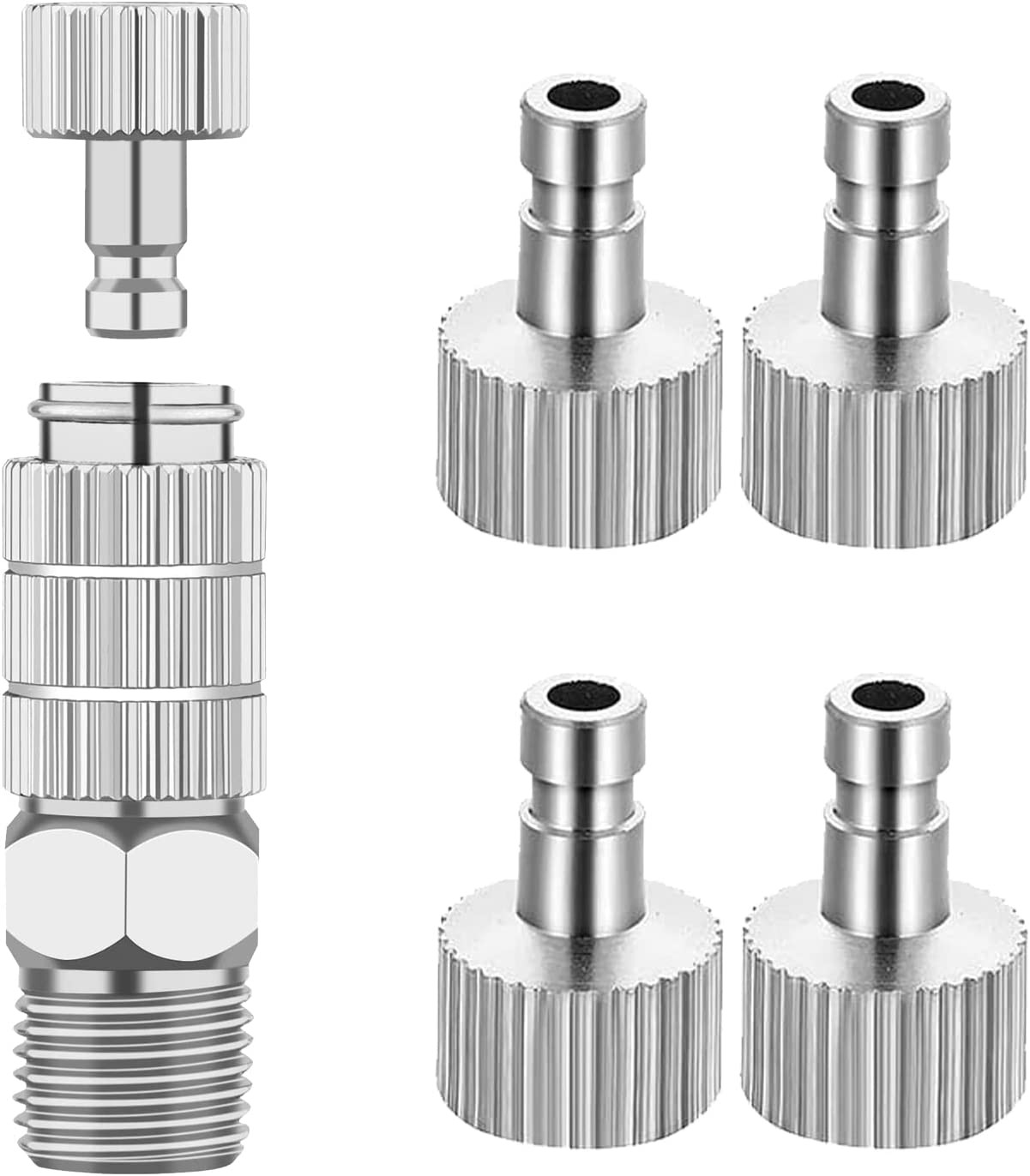 ABEST Airbrush Quick Disconnect Coupler Release Fitting Adapter Kit with 5 Pcs 1/8″ Female Connectors and 1 Male Adaptor for Air Compressor, Airbrush Hose